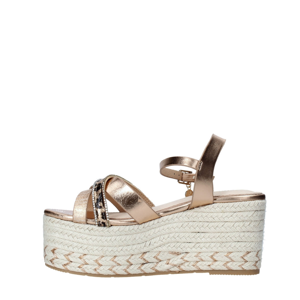 Sandali zeppa Beige Gold&gold