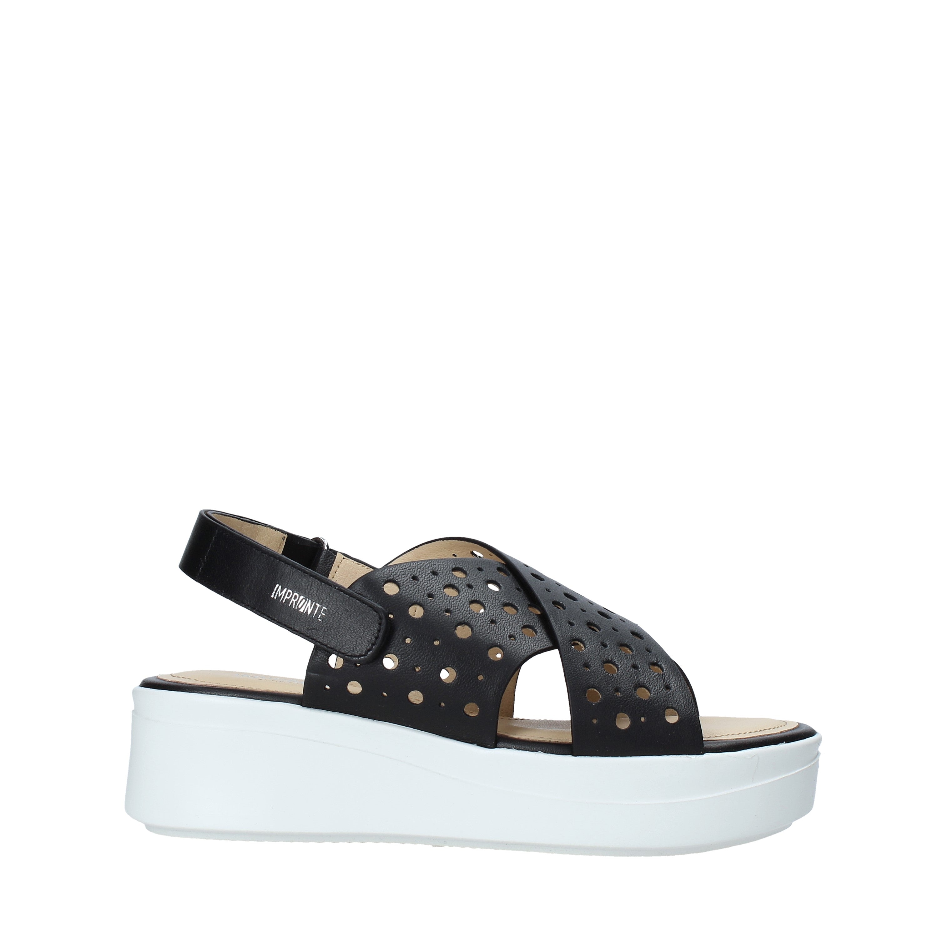 Sandali zeppa Nero Impronte