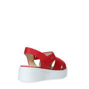 Sandali zeppa Rosso Impronte