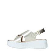 Sandali zeppa Dorato Impronte