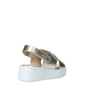 Sandali zeppa Dorato Impronte