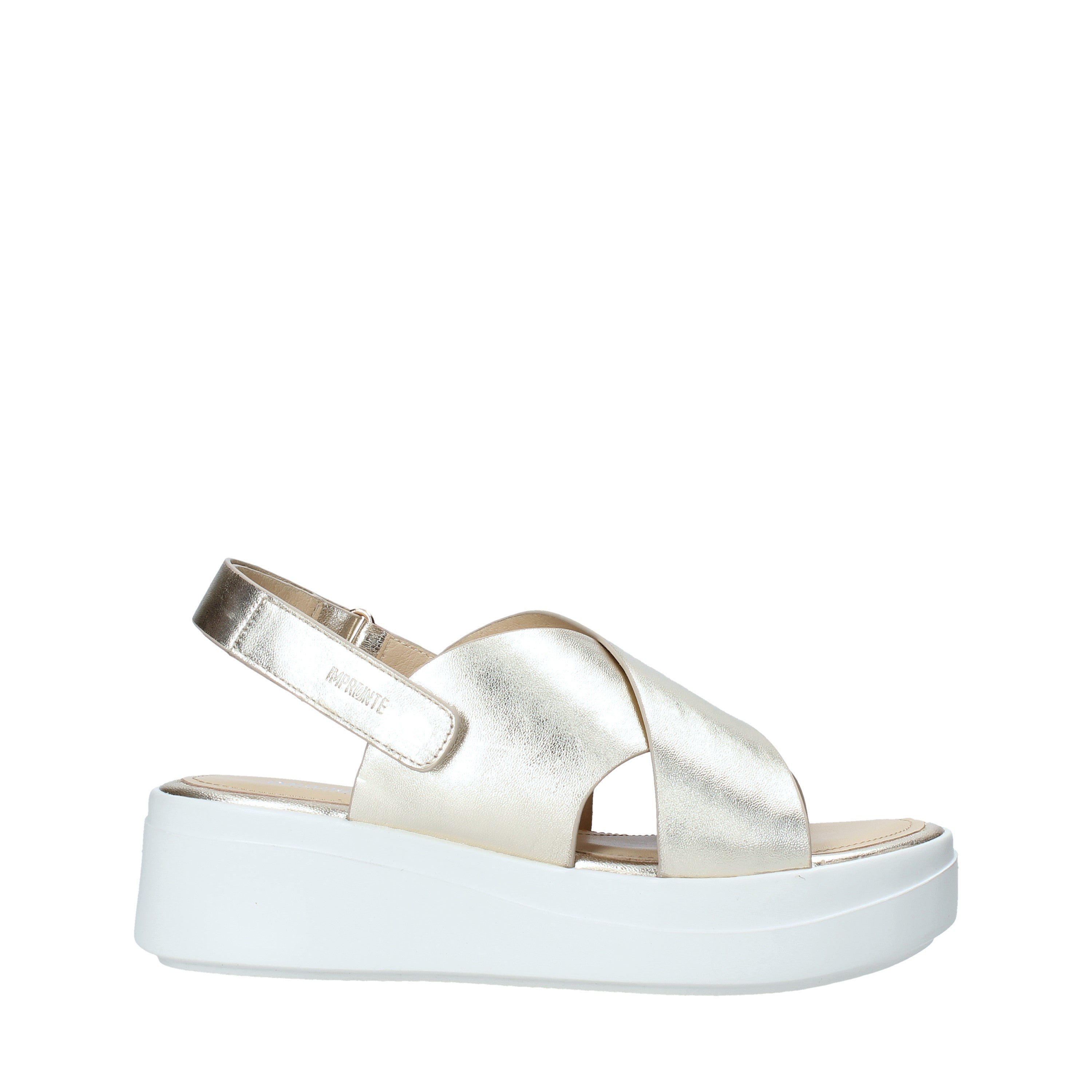 Sandali zeppa Dorato Impronte