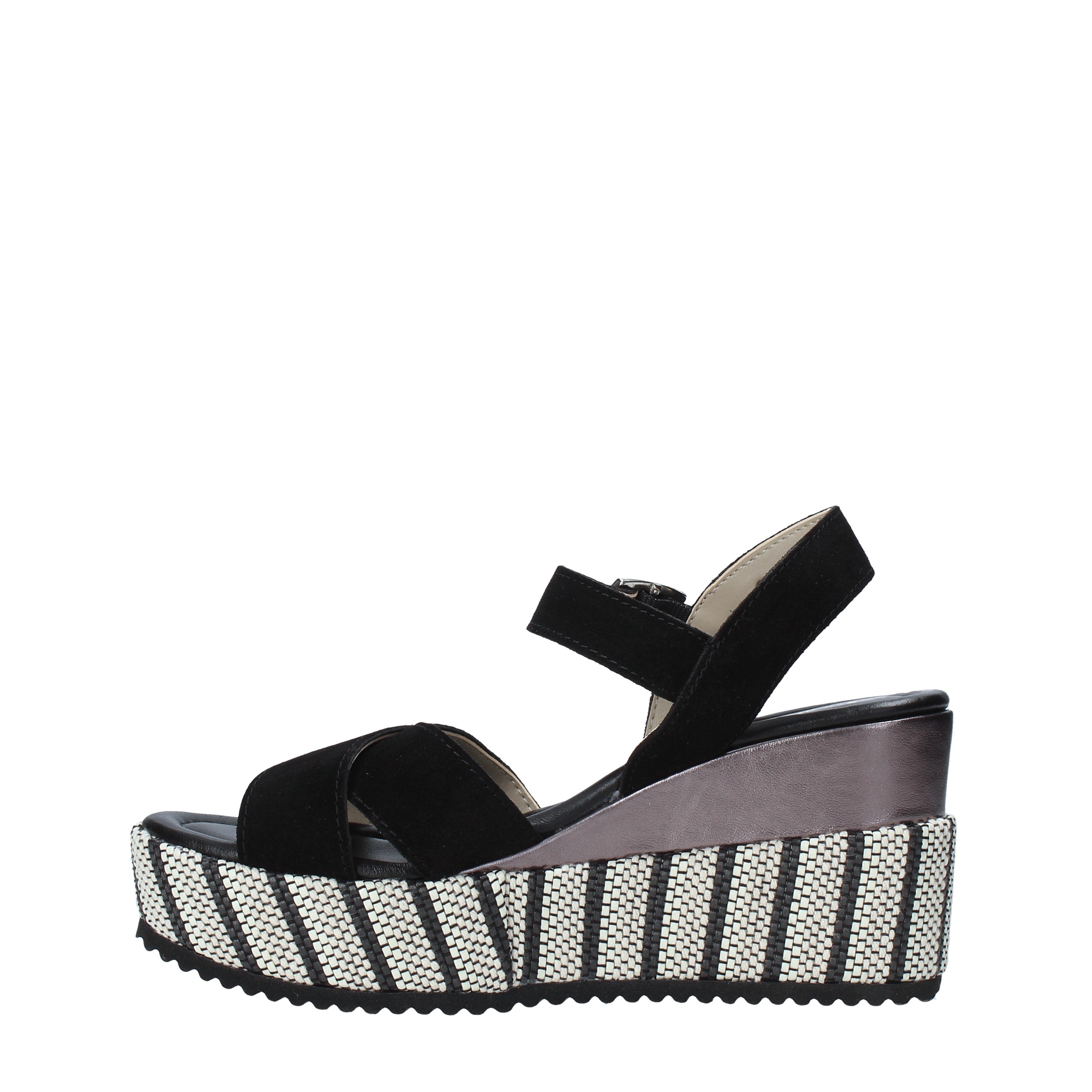 Sandali zeppa Nero Valleverde