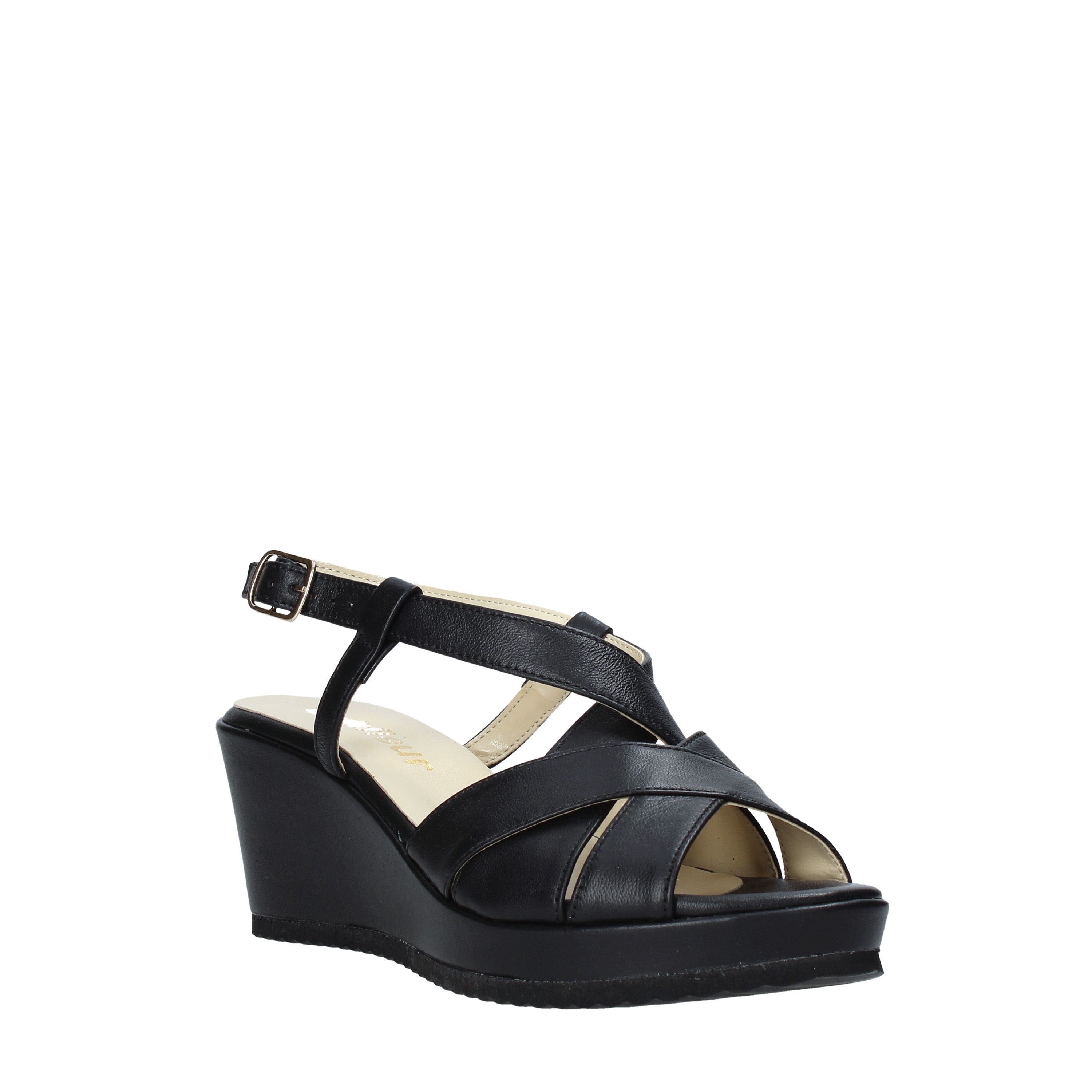 Sandali zeppa Nero Esther Collezioni