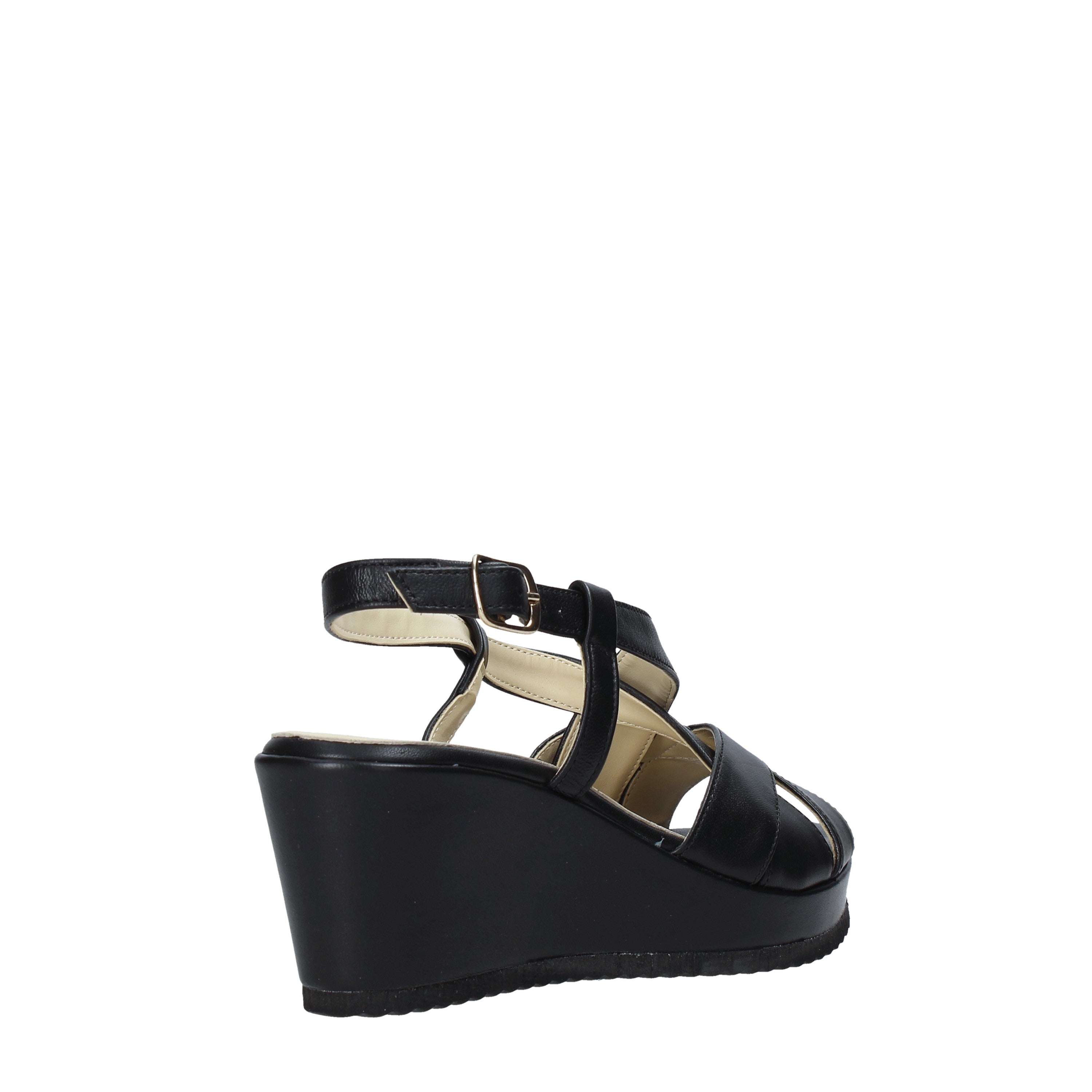 Sandali zeppa Nero Esther Collezioni