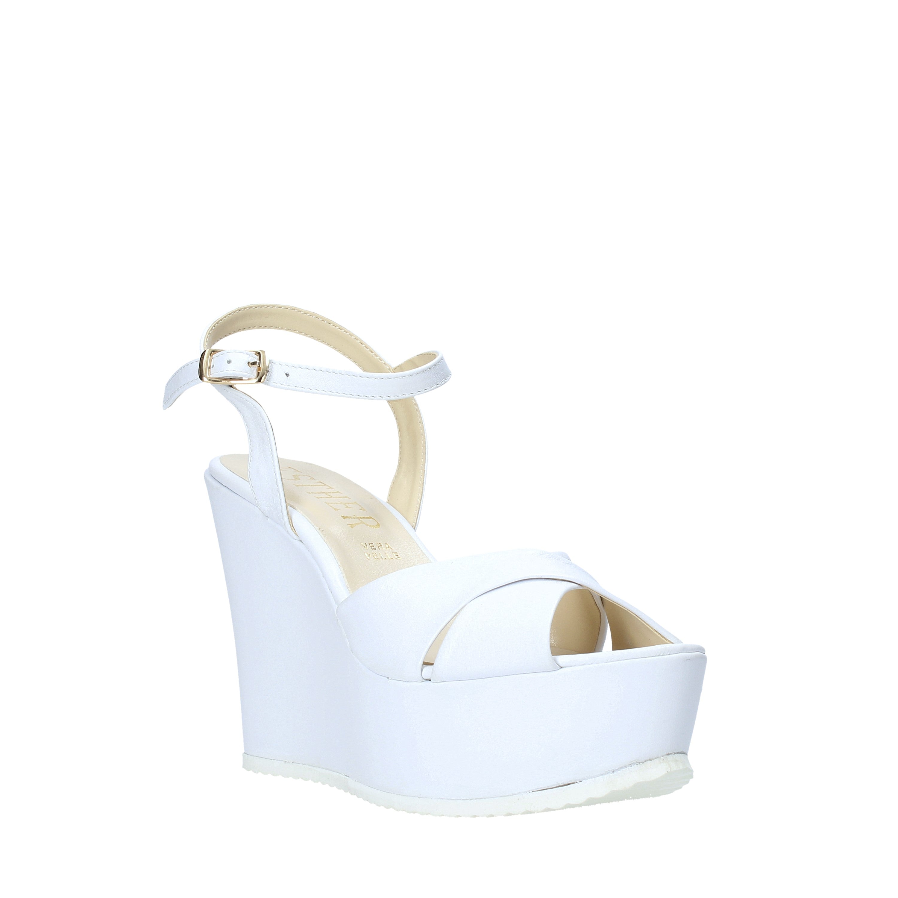 Sandali zeppa Bianco Esther Collezioni
