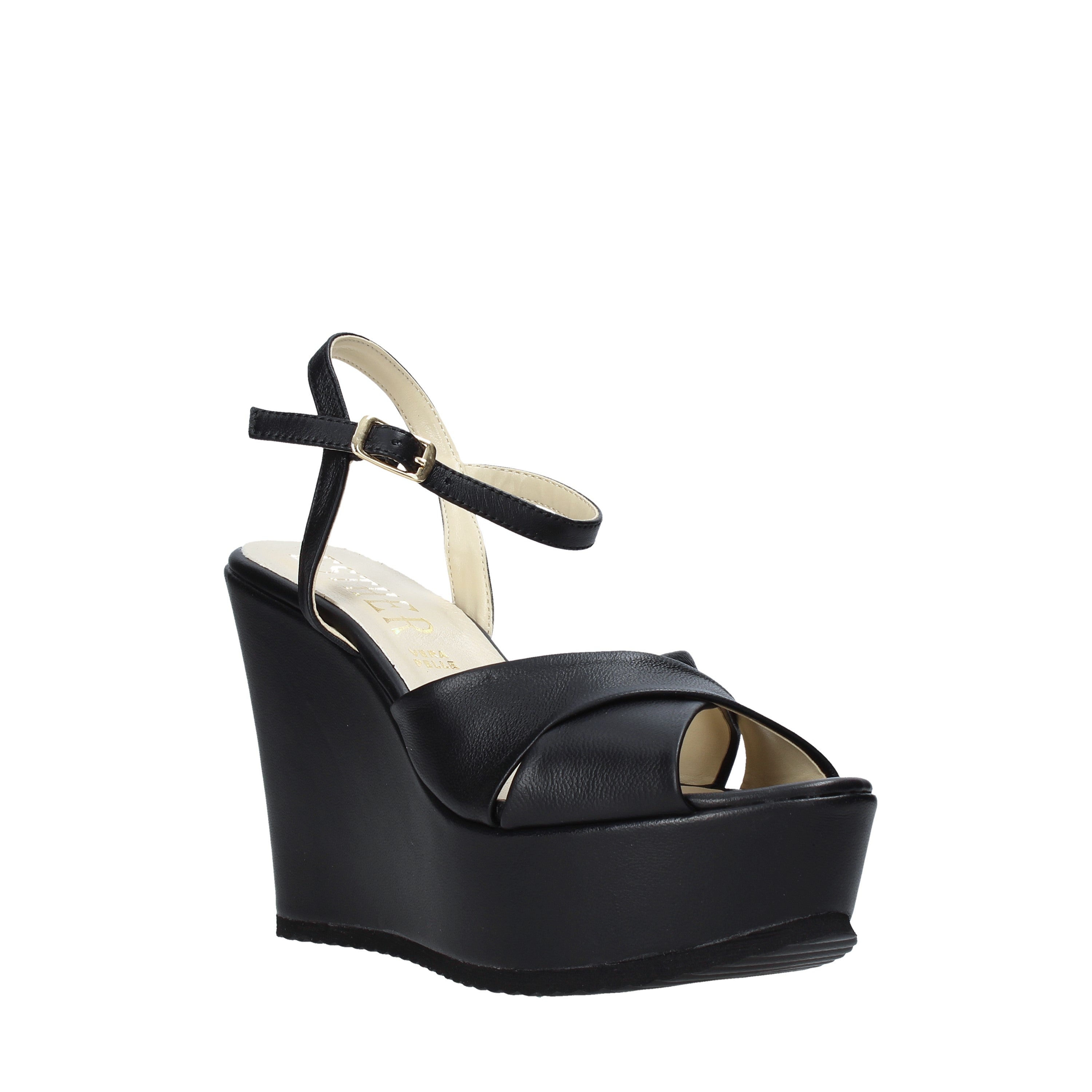 Sandali zeppa Nero Esther Collezioni