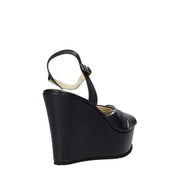 Sandali zeppa Nero Esther Collezioni