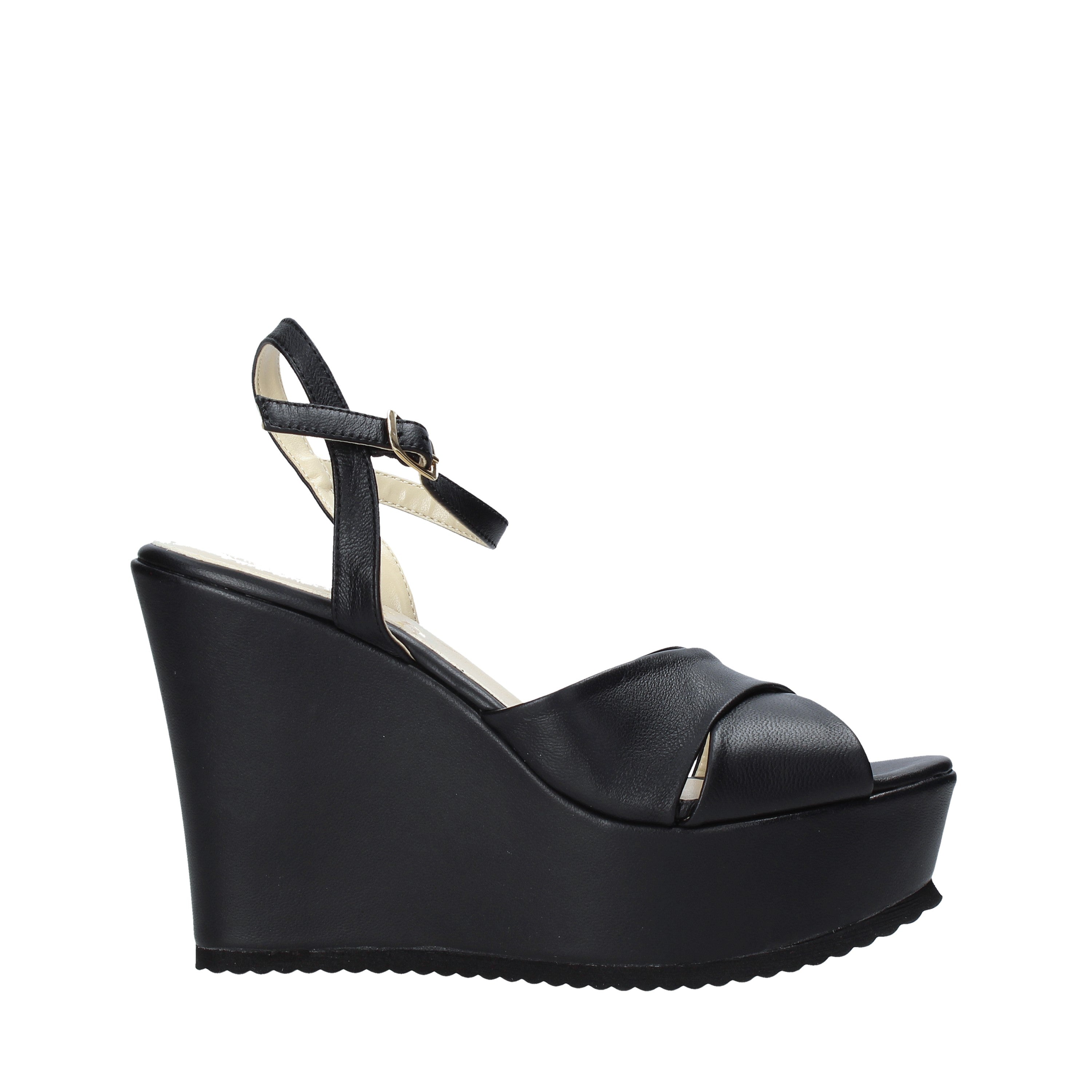 Sandali zeppa Nero Esther Collezioni