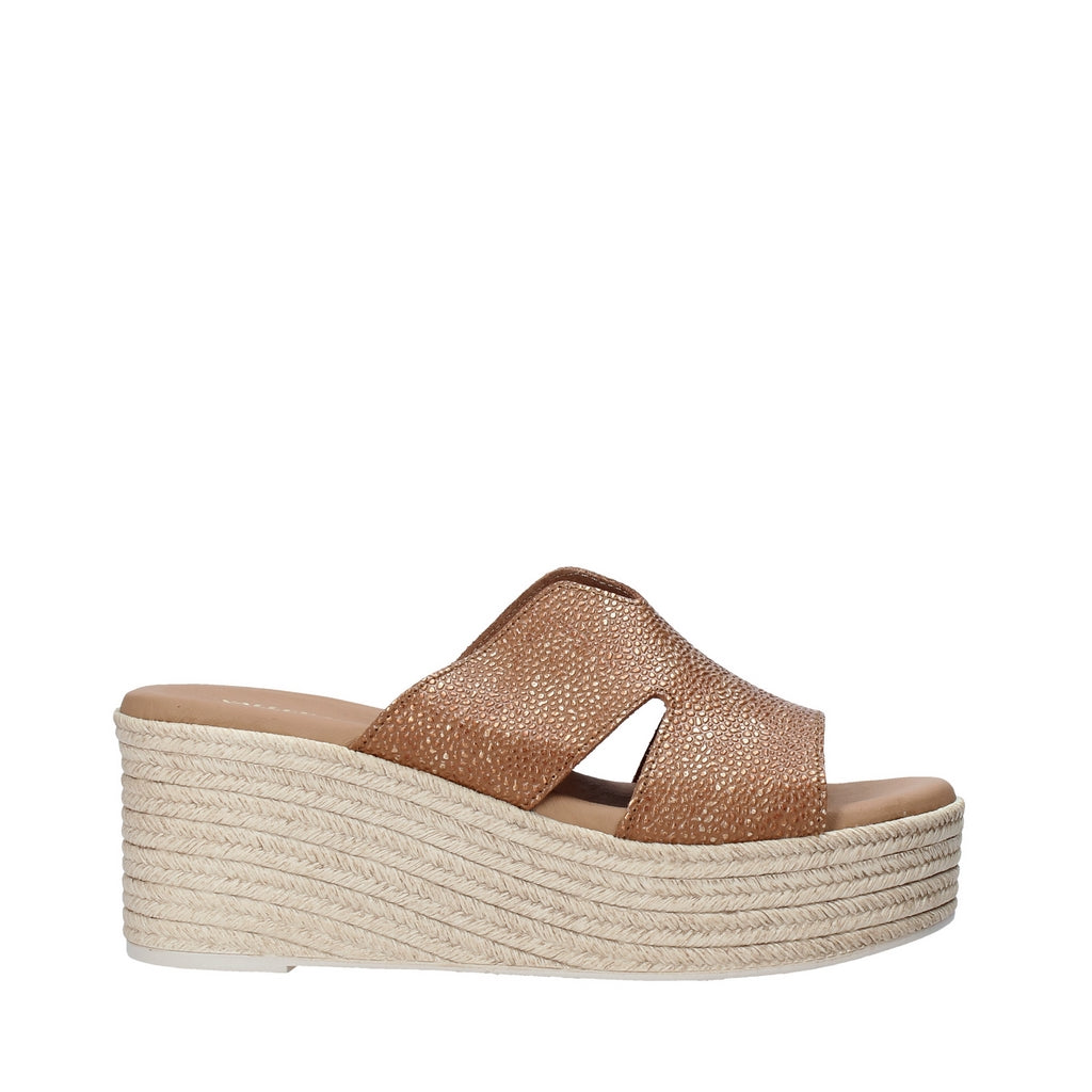 Sandali zeppa Marrone Chiaro Valleverde