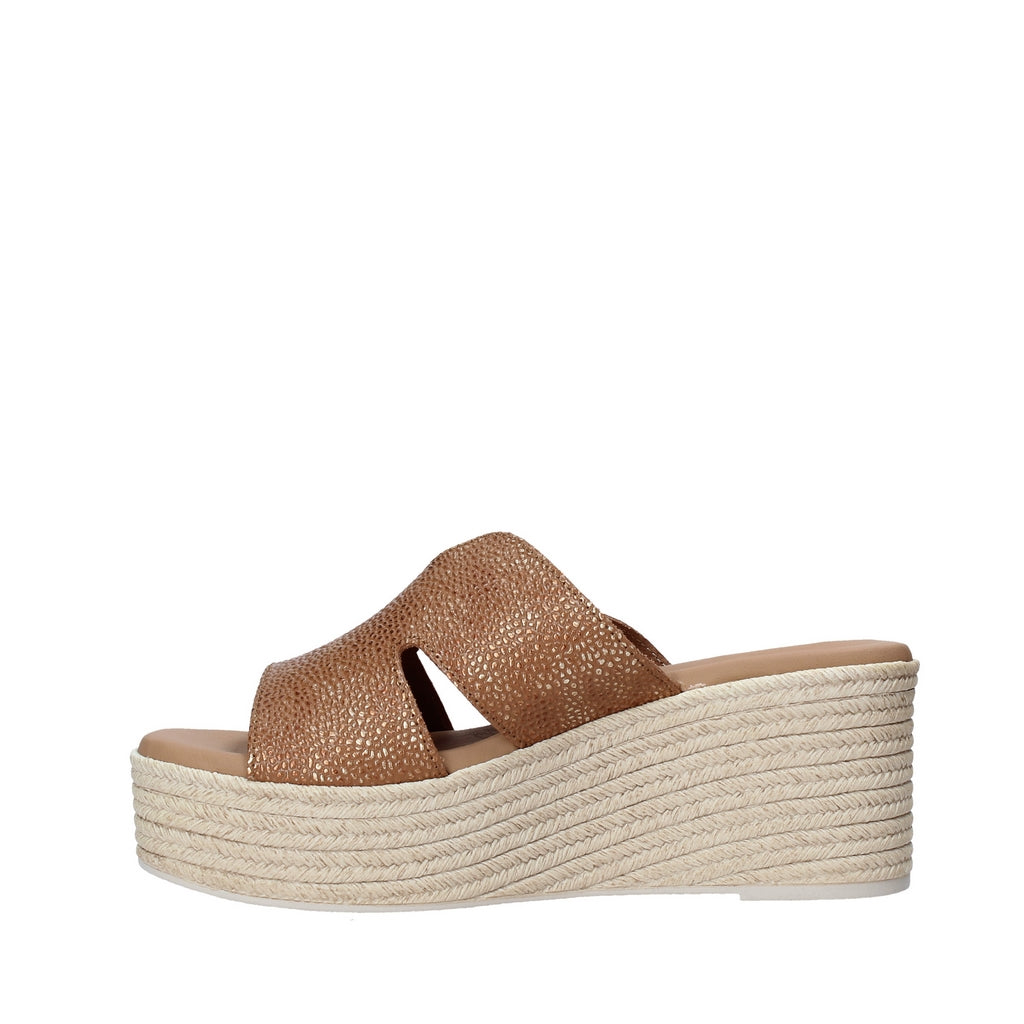 Sandali zeppa Marrone Chiaro Valleverde