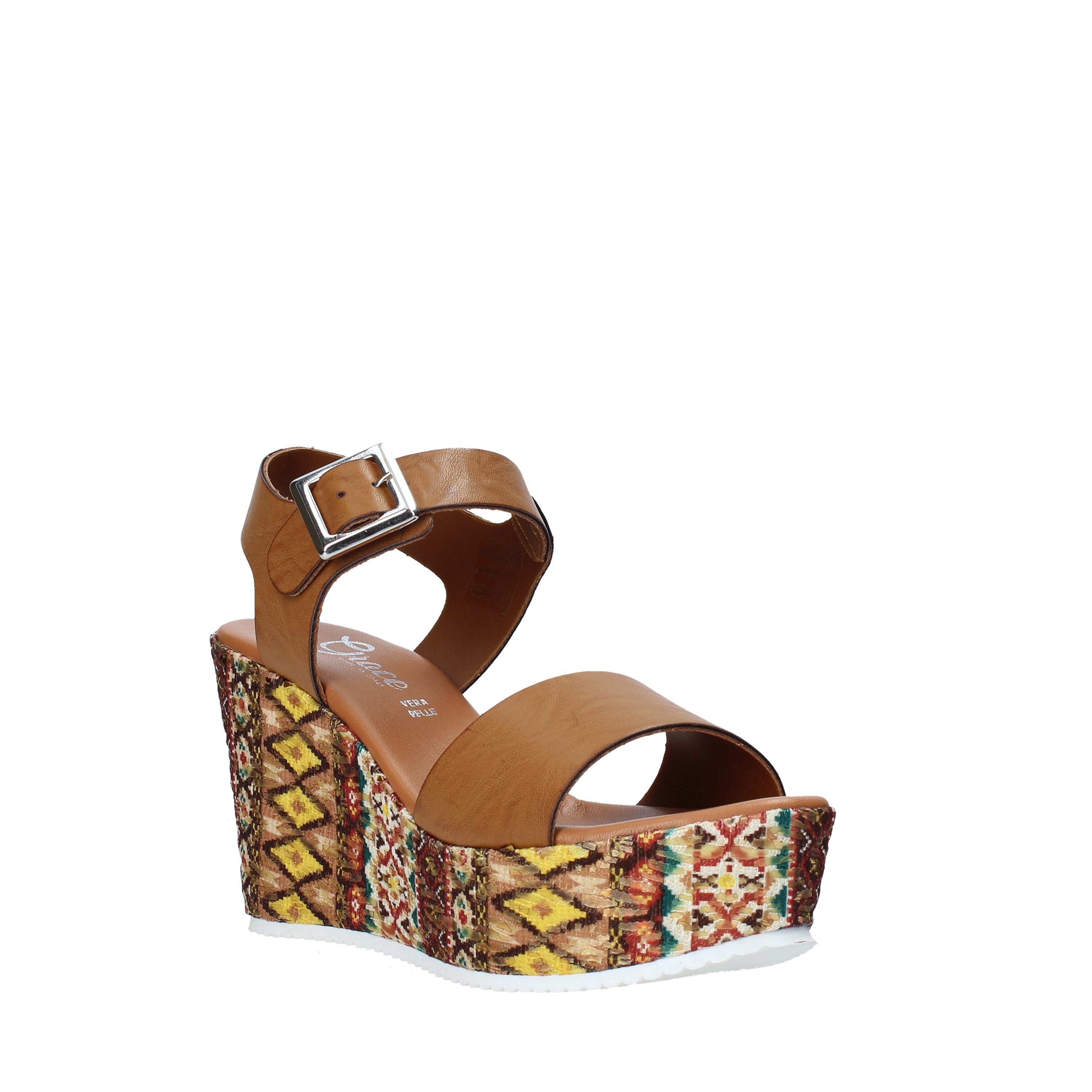 Sandali zeppa Cammello Grace Shoes