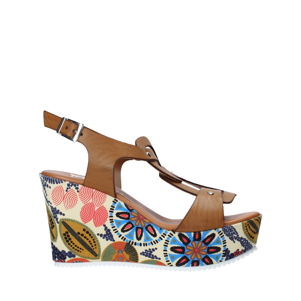 Sandali zeppa Cammello Grace Shoes