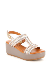 Sandali zeppa Beige Grunland