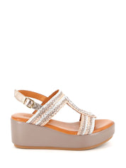 Sandali zeppa Beige Grunland