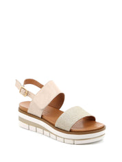 Sandali zeppa Beige Grunland