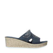 Sandali zeppa Blu Grunland