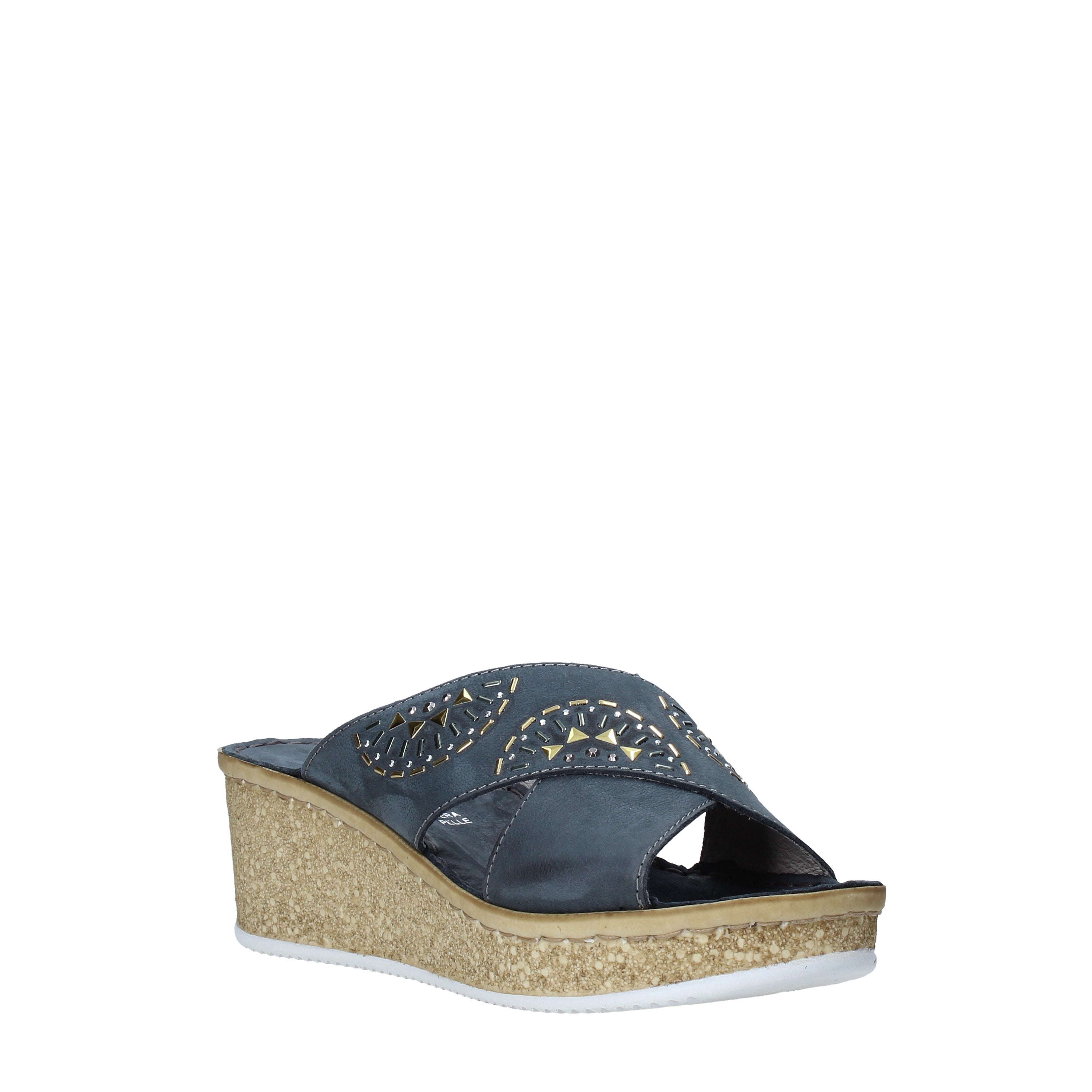 Sandali zeppa Blu Grunland