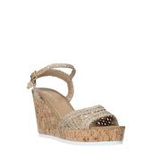 Sandali zeppa Beige Gold&gold