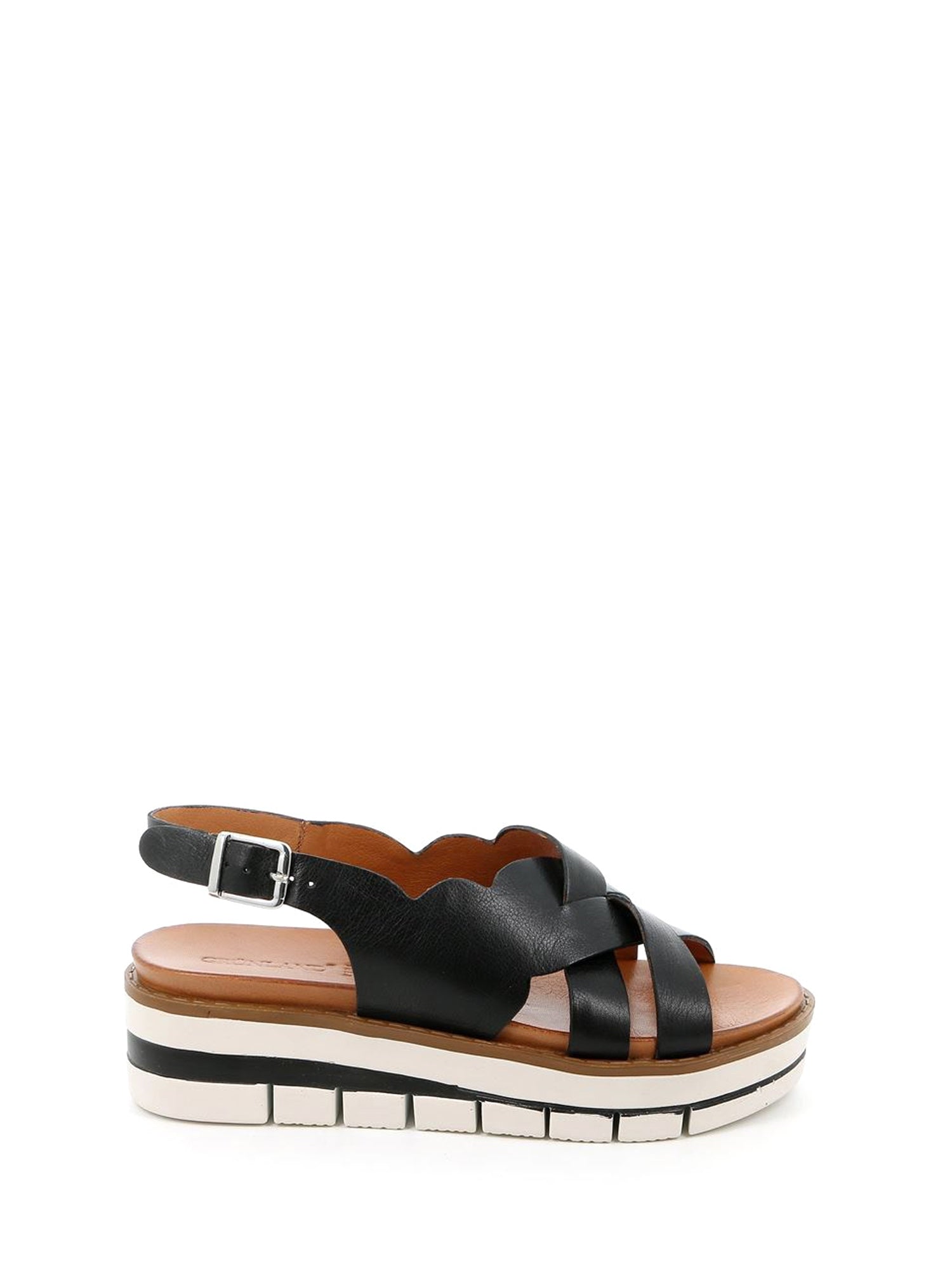 Sandali zeppa Nero Grunland