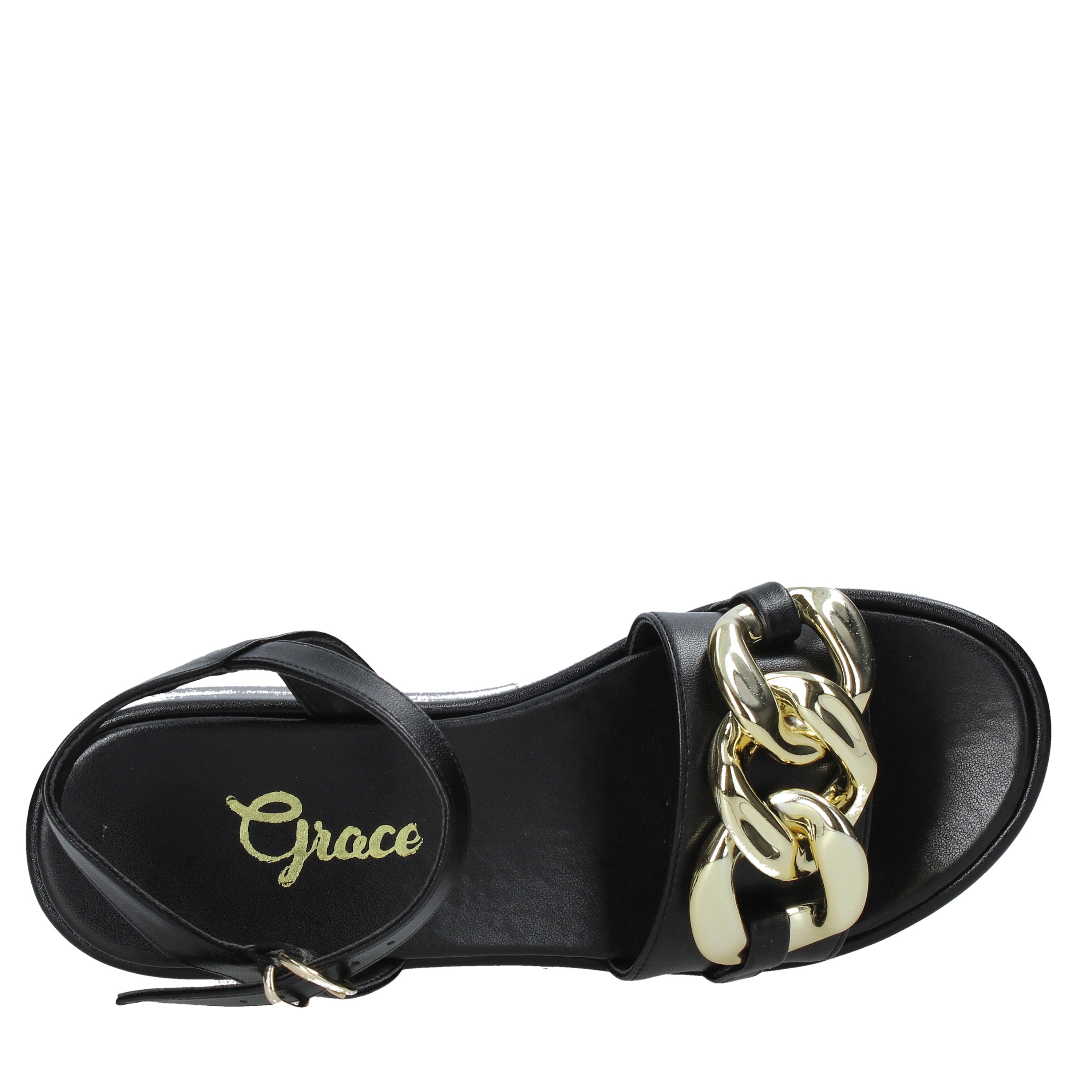 Sandali zeppa Nero Grace Shoes