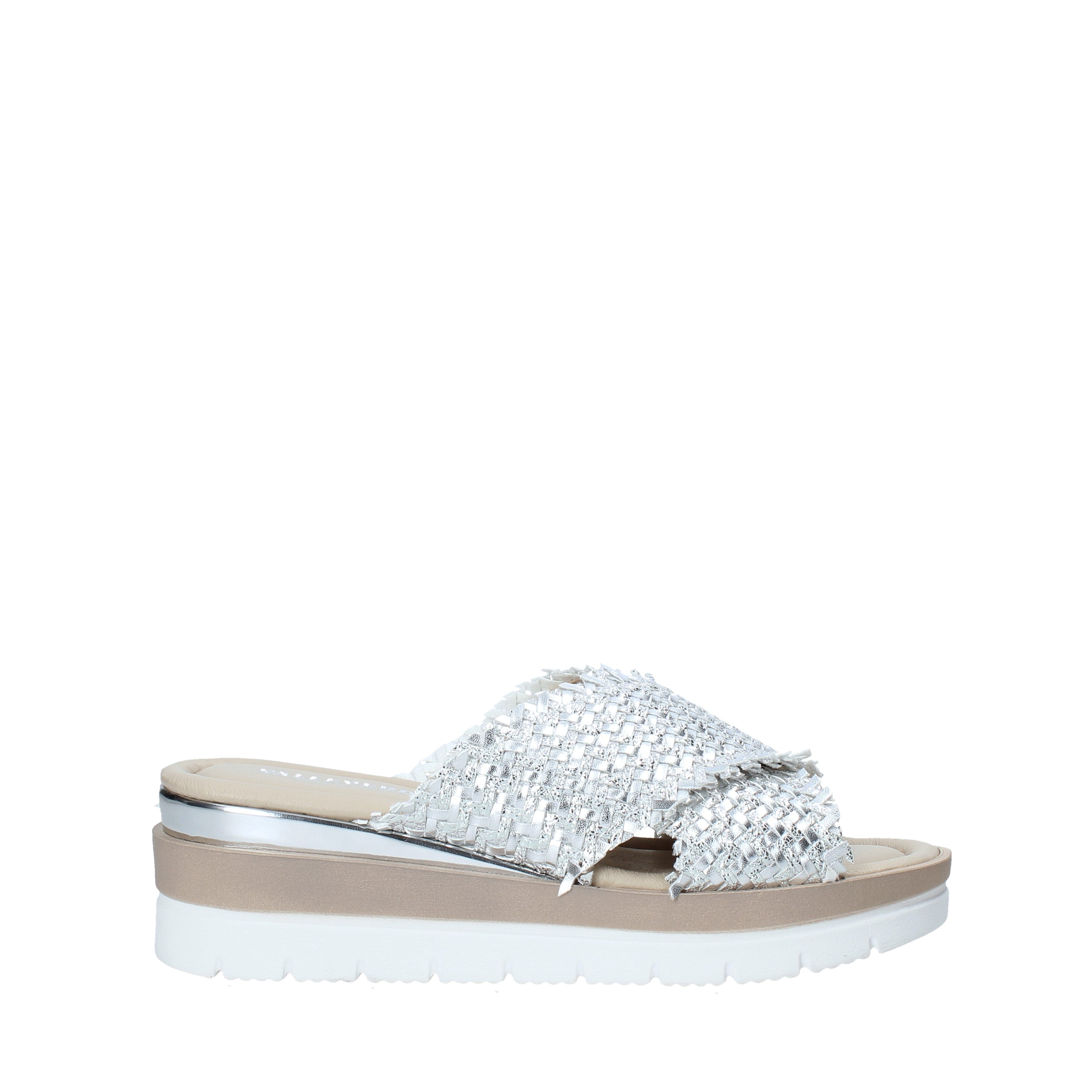 Sandali zeppa Argentato Valleverde