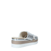 Sandali zeppa Argentato Valleverde