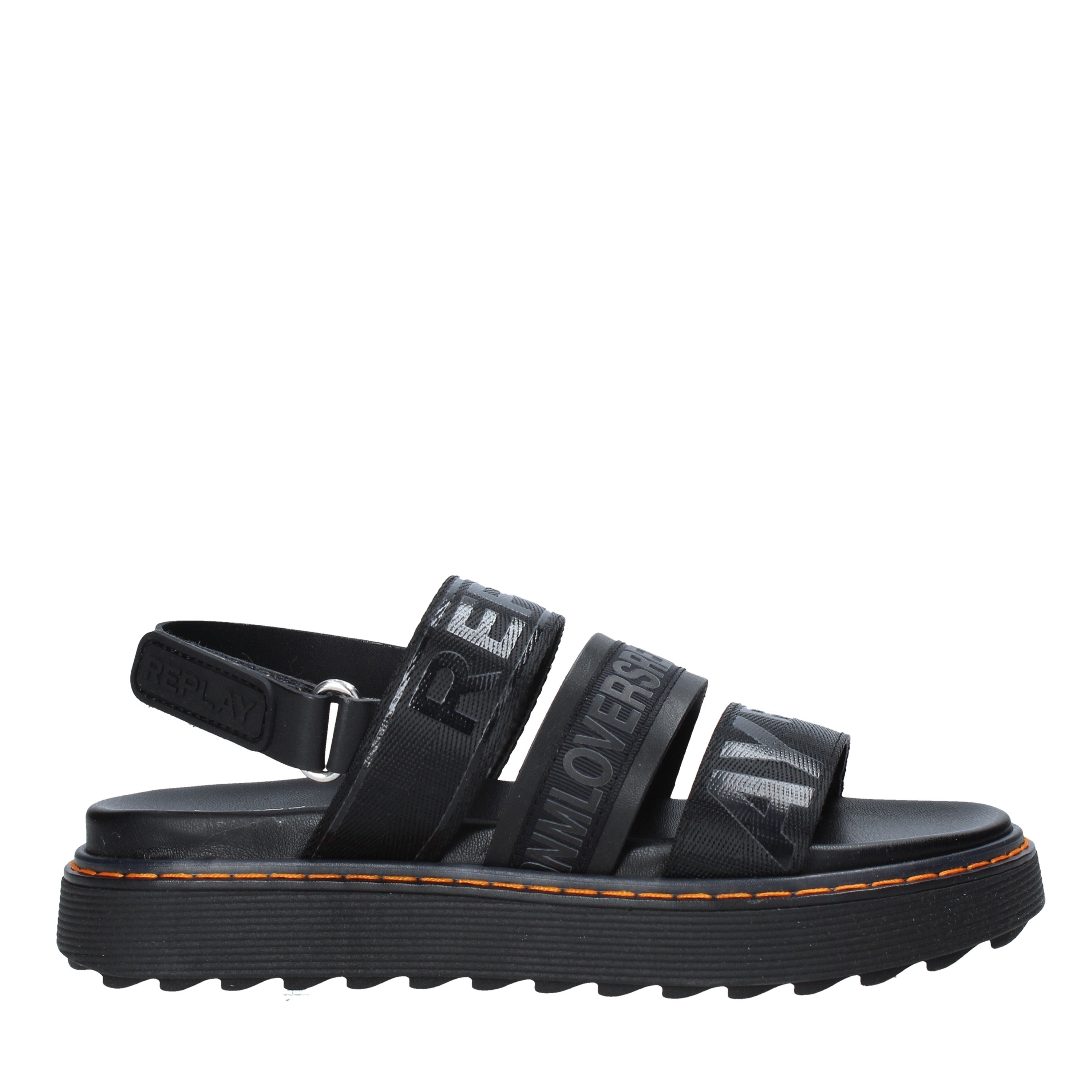 Sandali con strappi Nero Replay