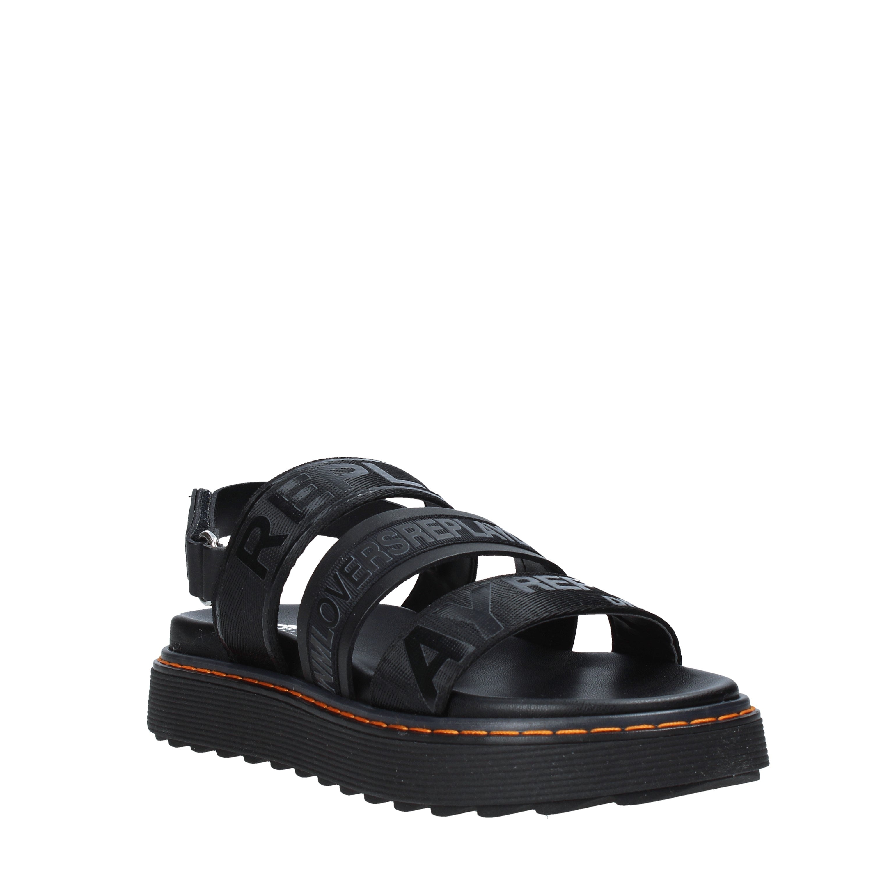 Sandali con strappi Nero Replay