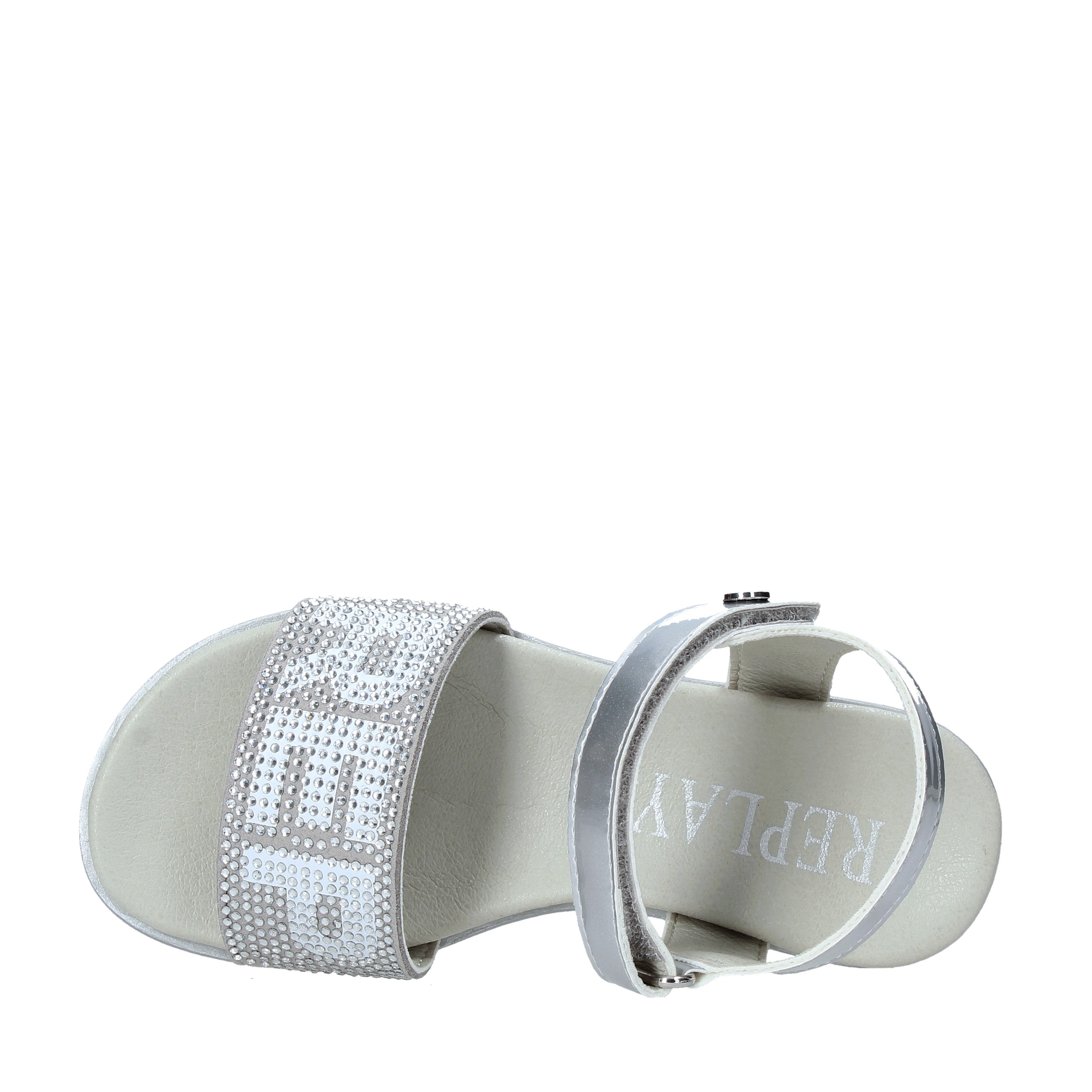 Sandali con strappi Argentato Replay&sons