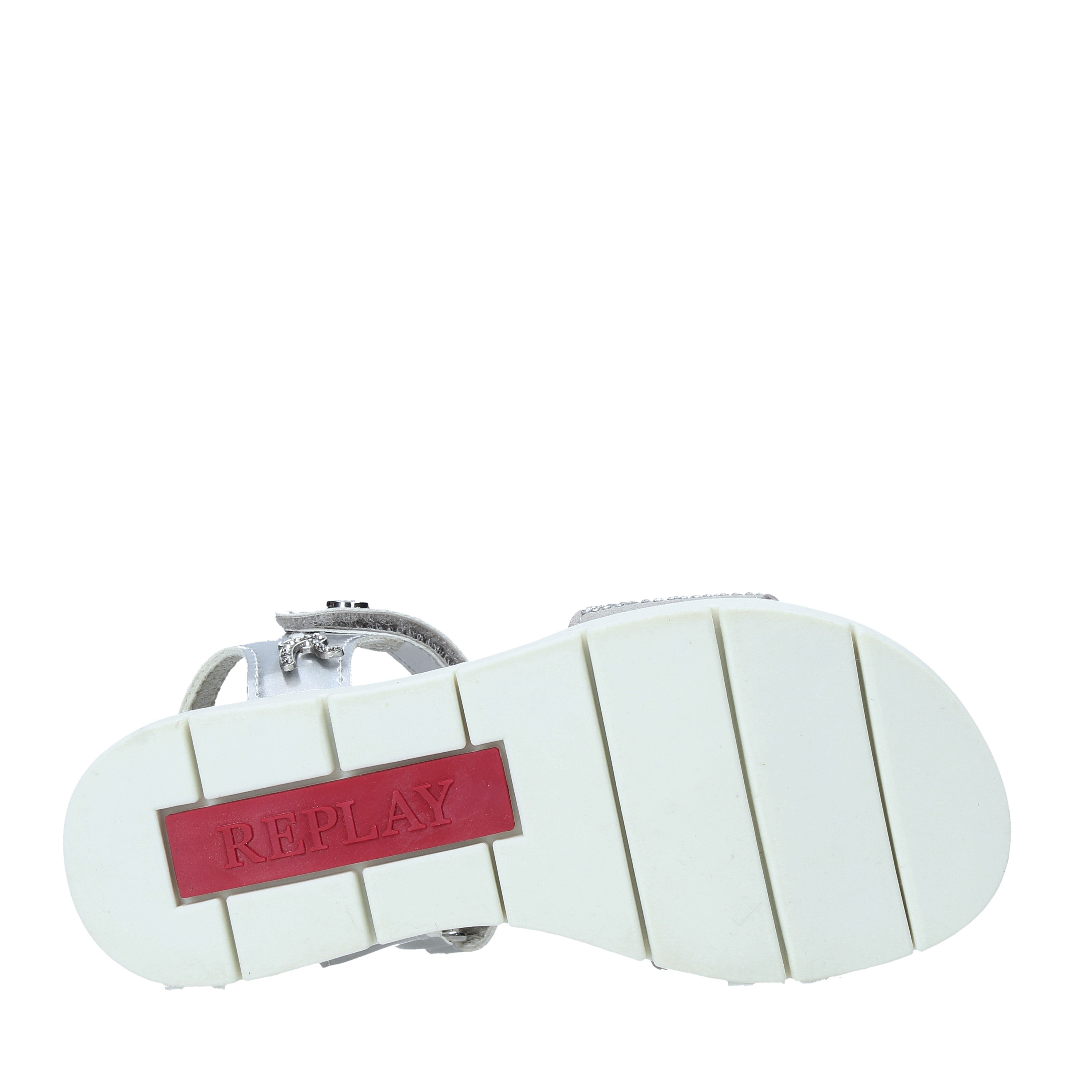 Sandali con strappi Argentato Replay&sons