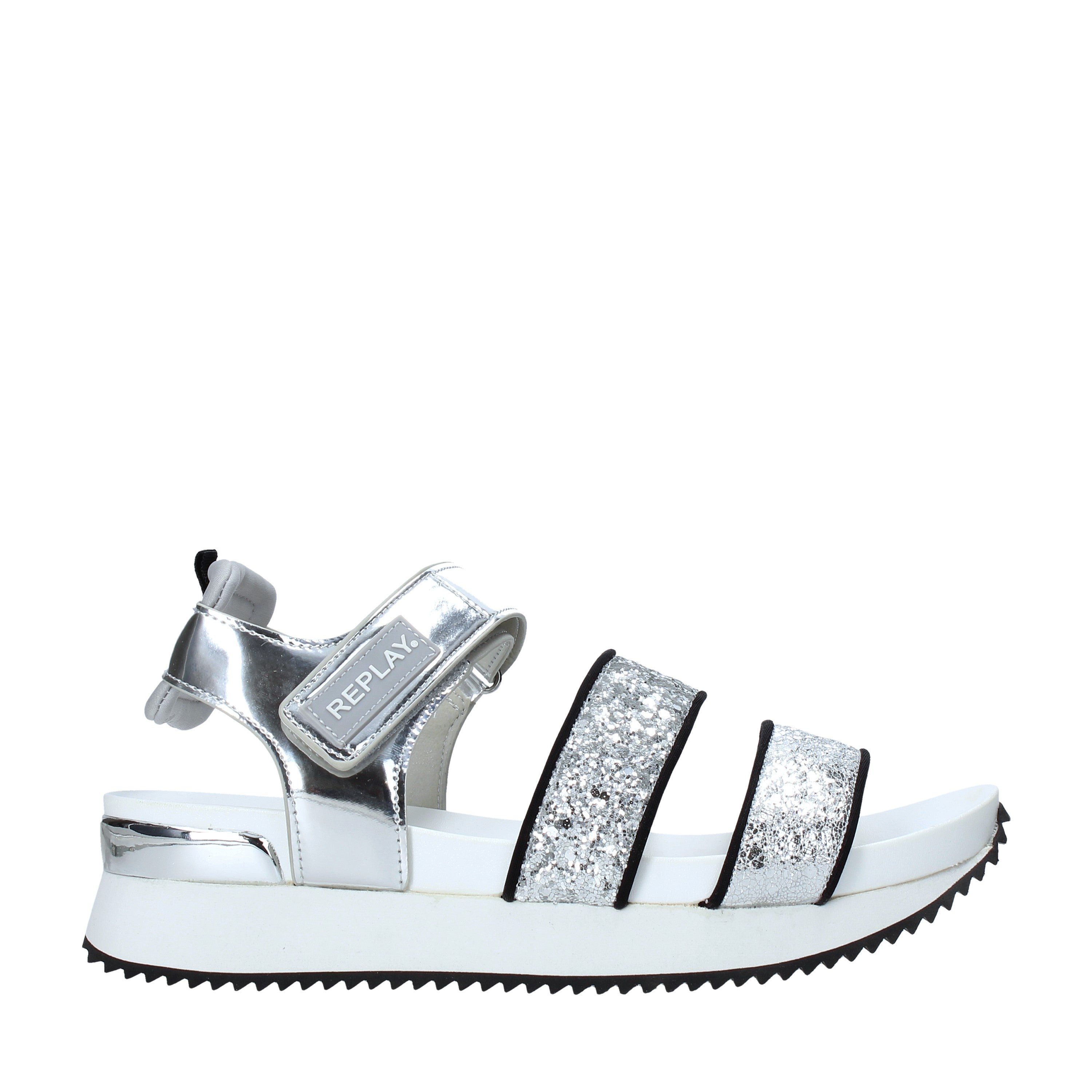 Sandali con strappi Argentato Replay&sons