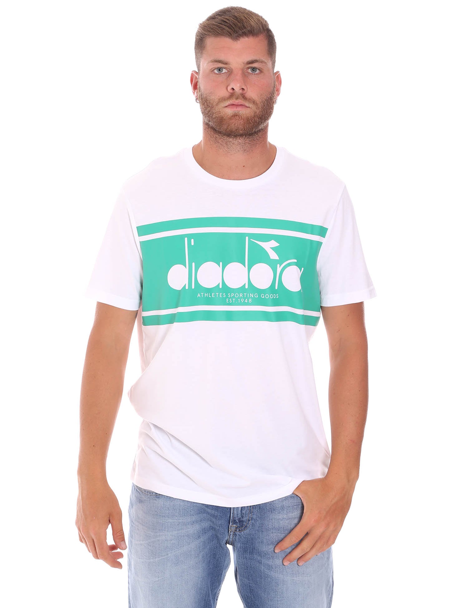 T-shirt Bianco Verde Diadora