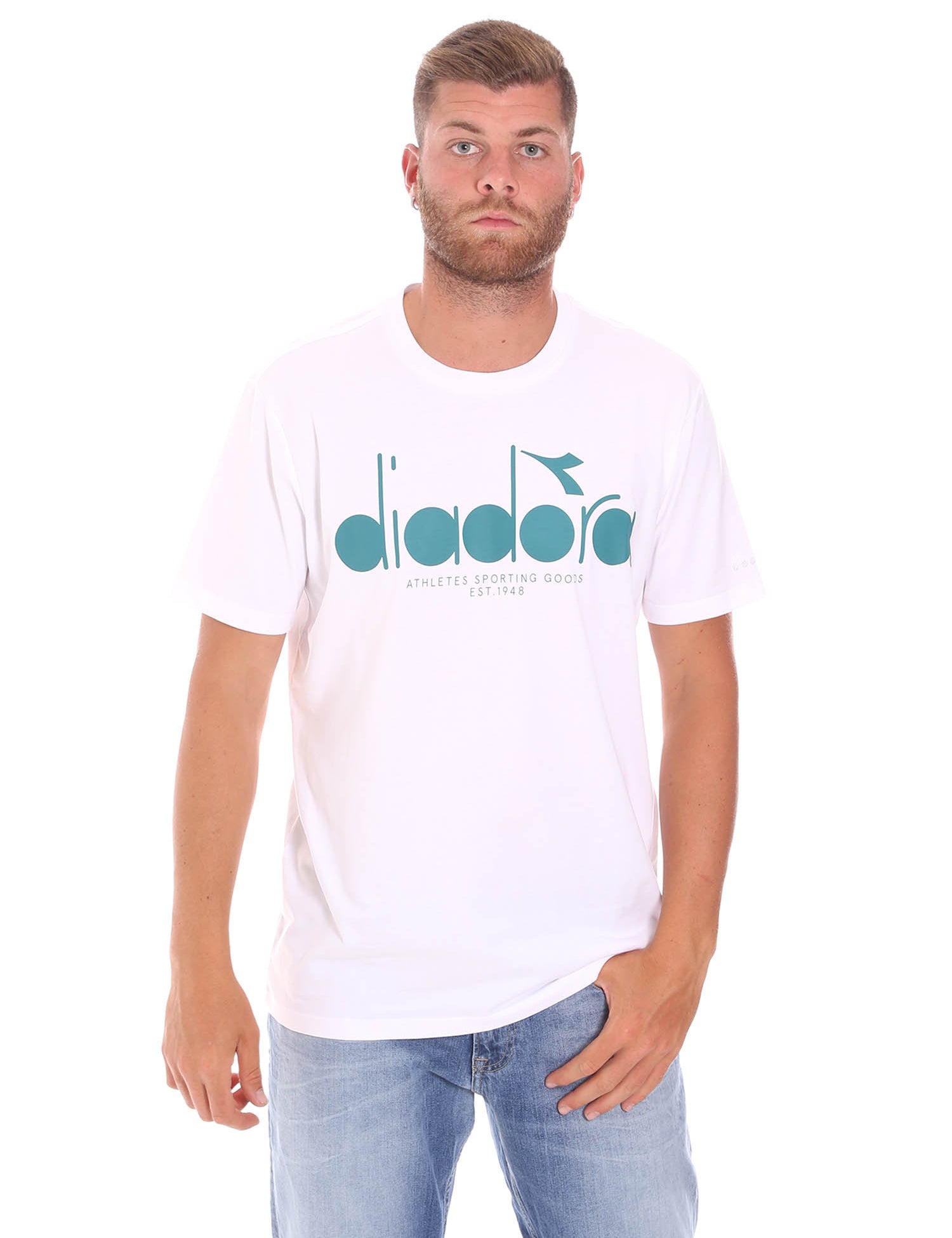 T-shirt Bianco Verde Diadora