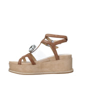 Sandali zeppa Marrone Apepazza