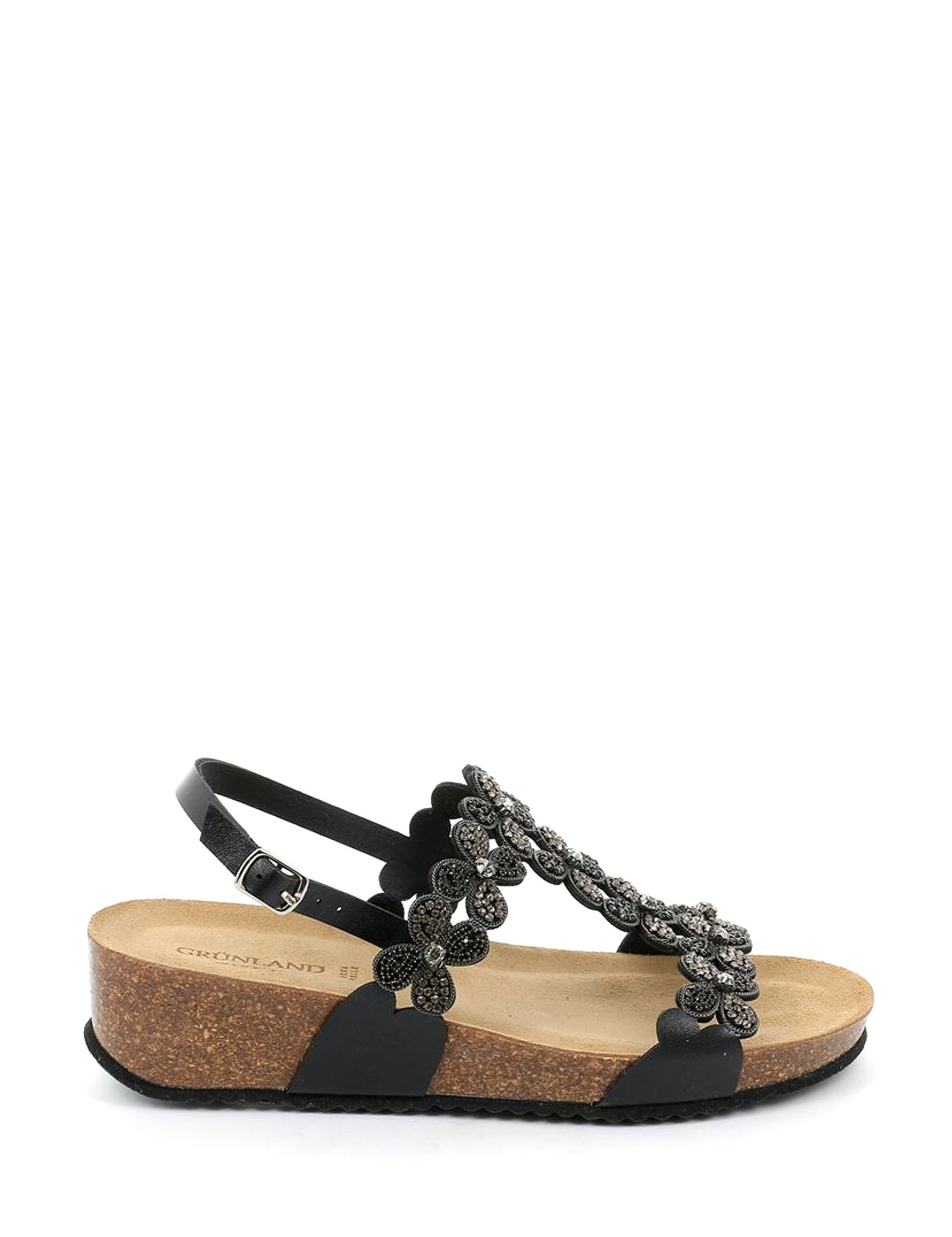 Sandali zeppa Nero Grunland
