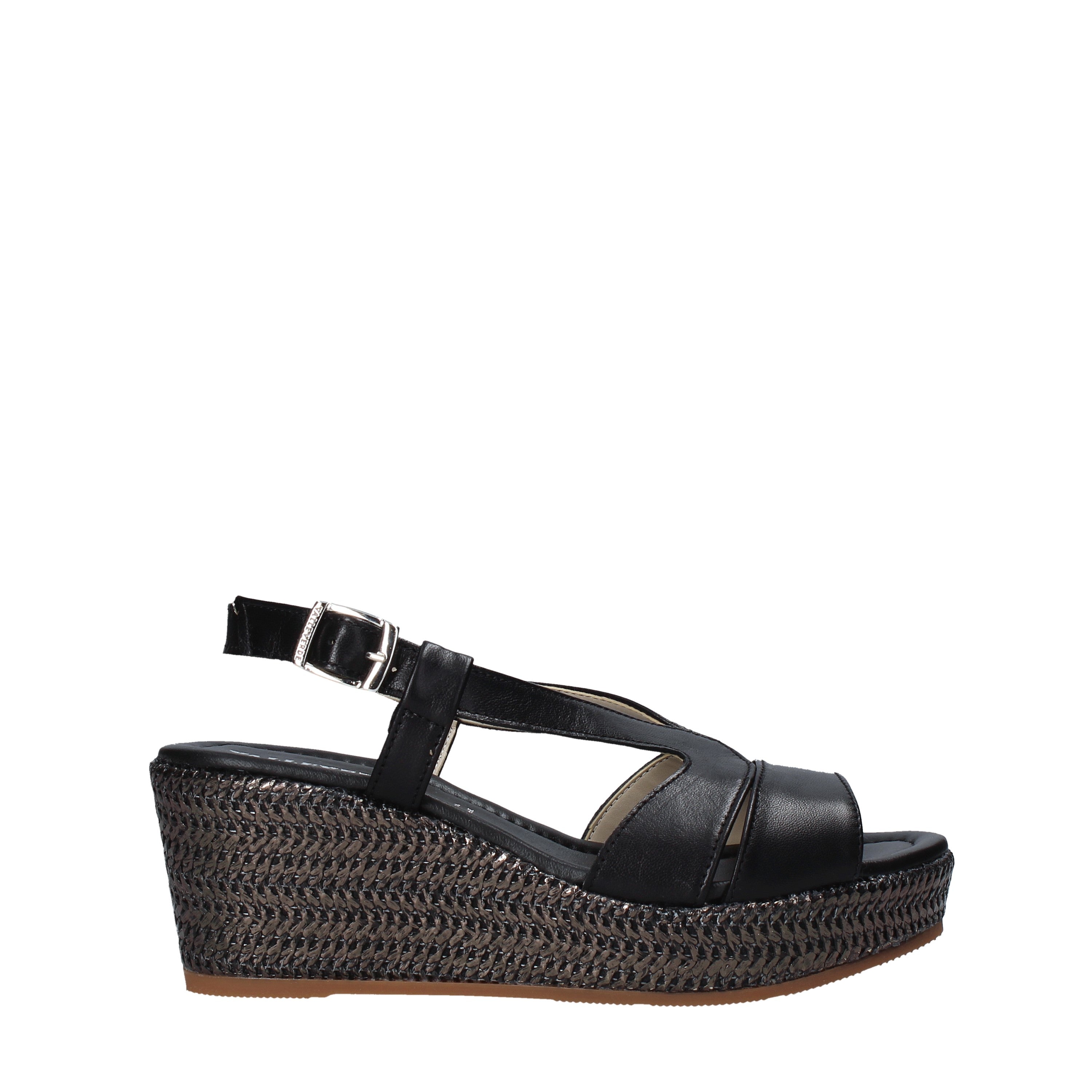 Sandali zeppa Nero Valleverde