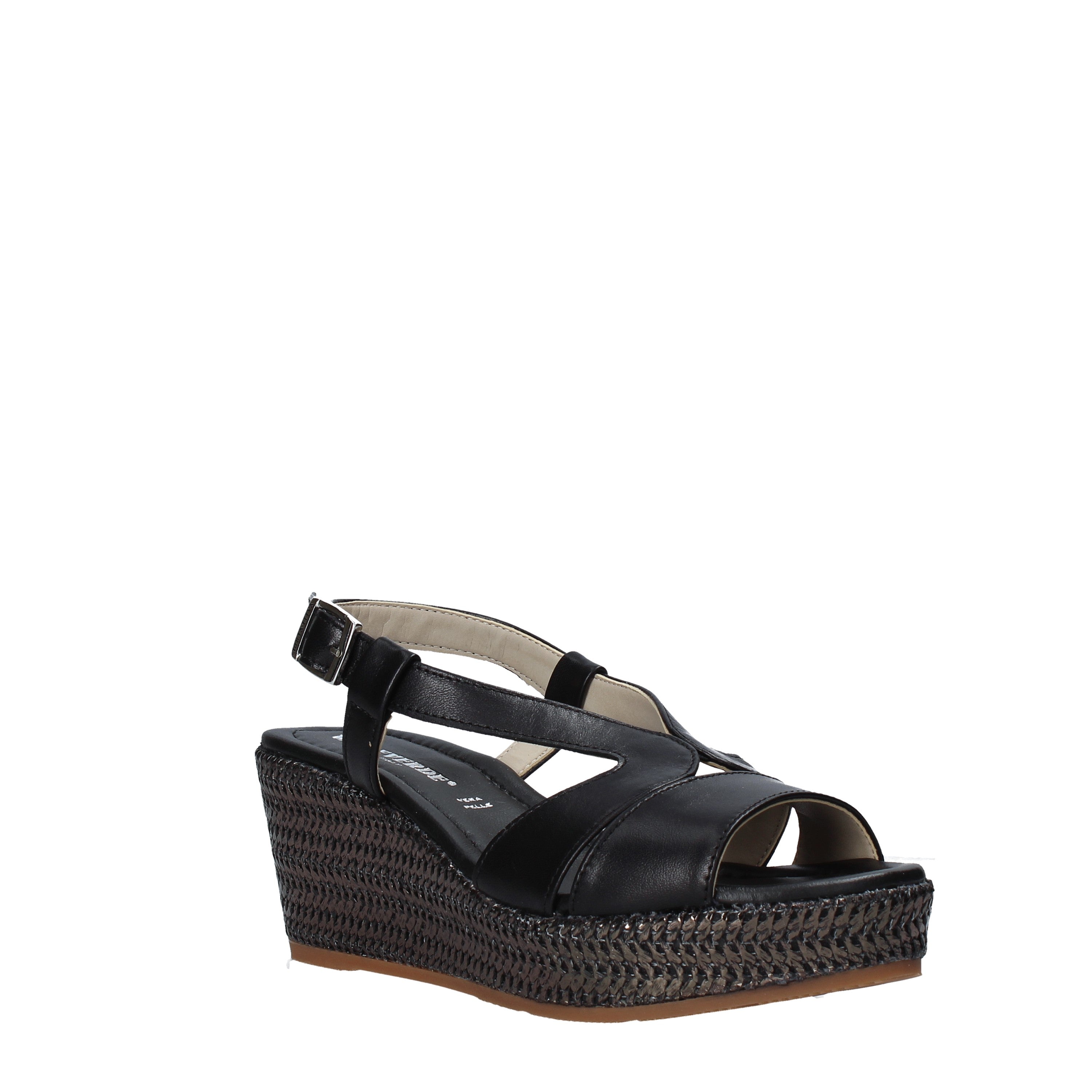 Sandali zeppa Nero Valleverde