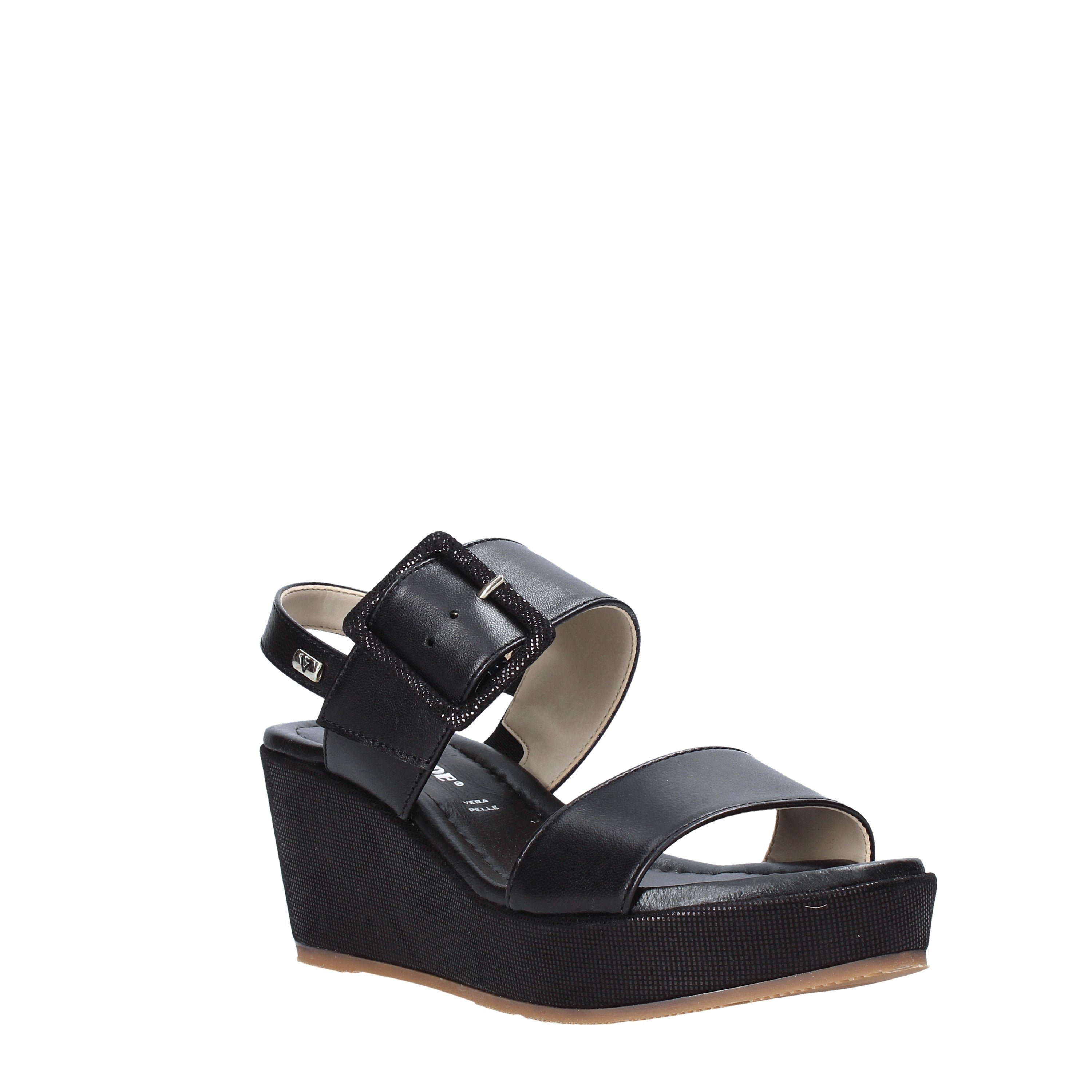 Sandali zeppa Nero Valleverde
