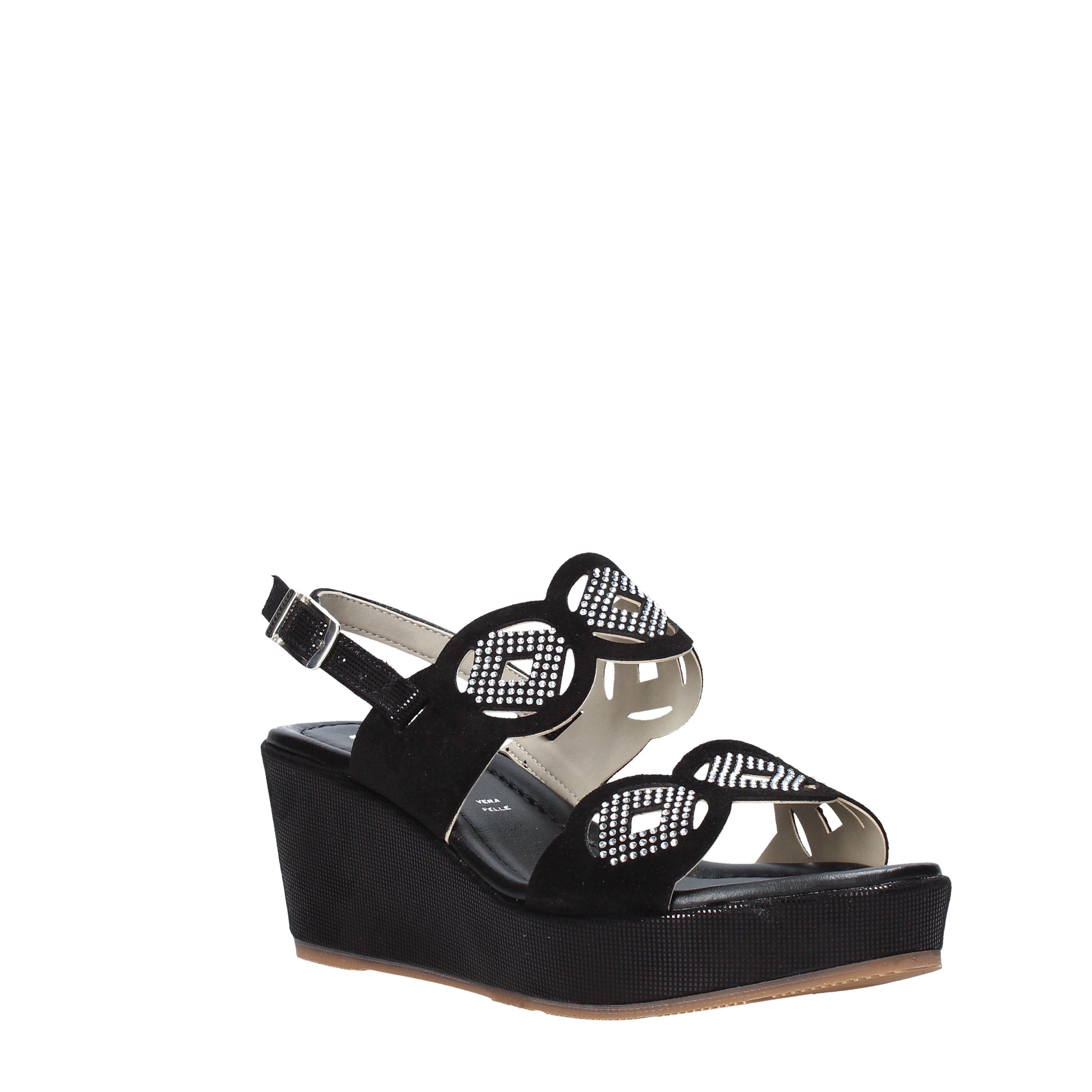 Sandali zeppa Nero Valleverde