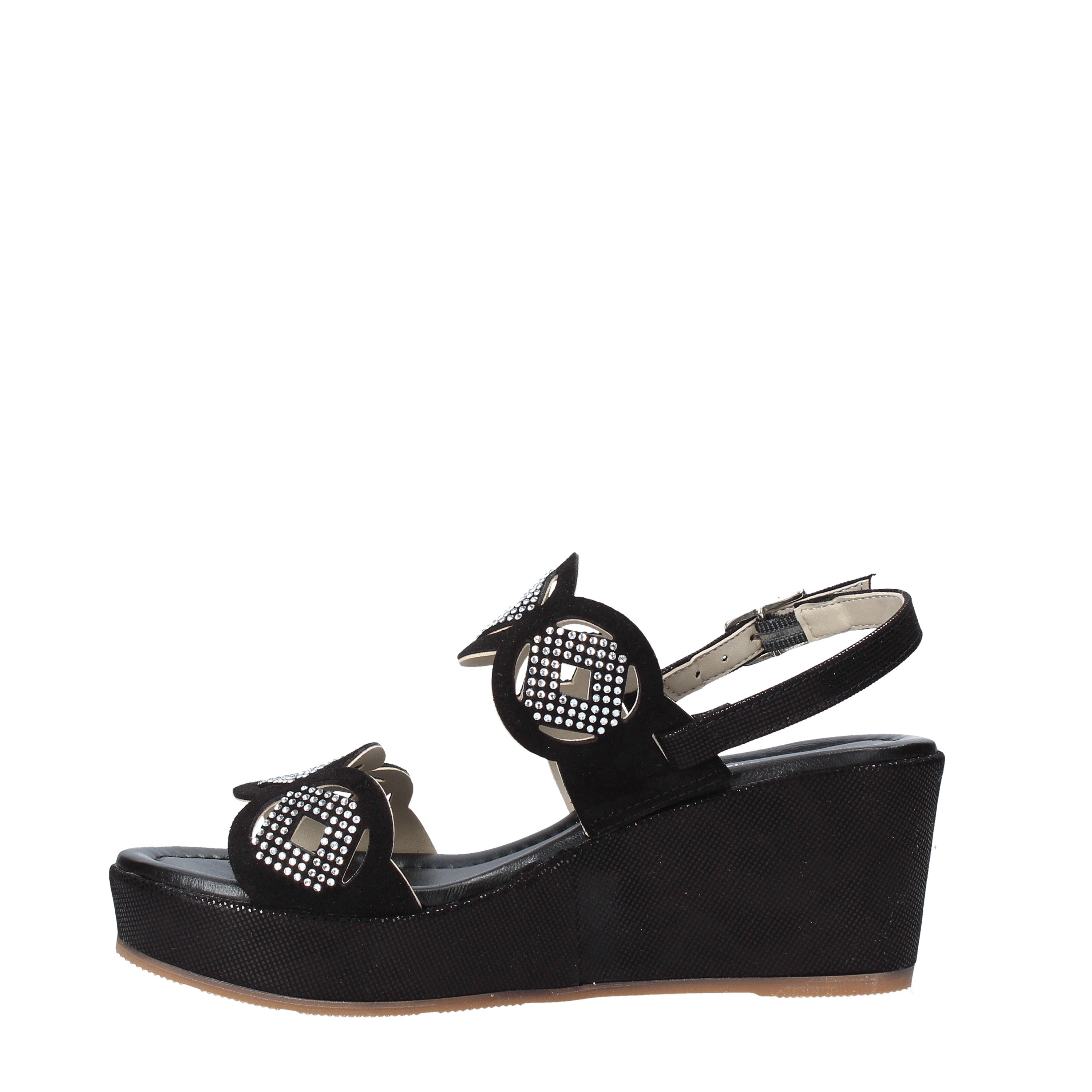 Sandali zeppa Nero Valleverde