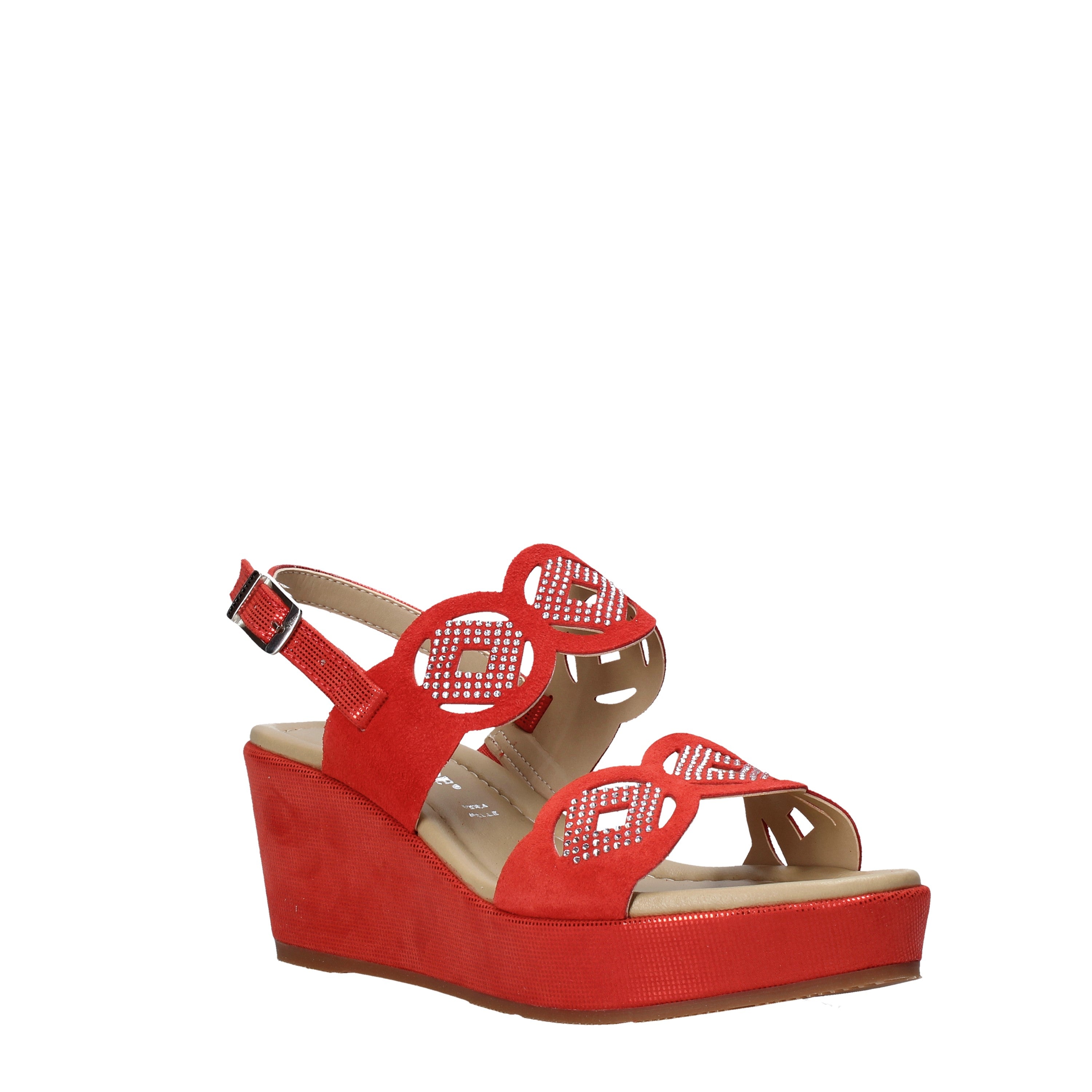 Sandali zeppa Rosso Valleverde