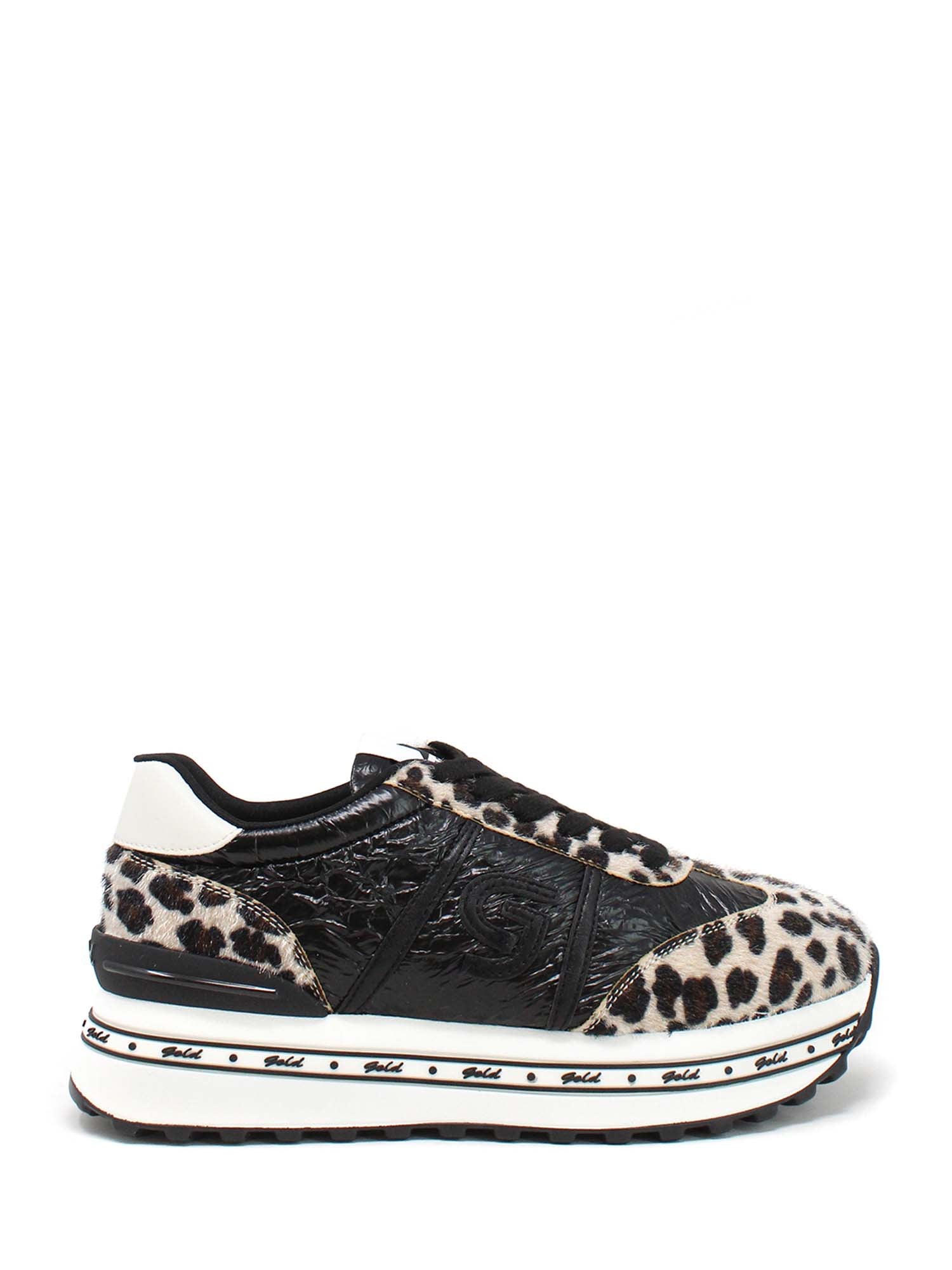 Sneakers Nero Leopard Gold&gold