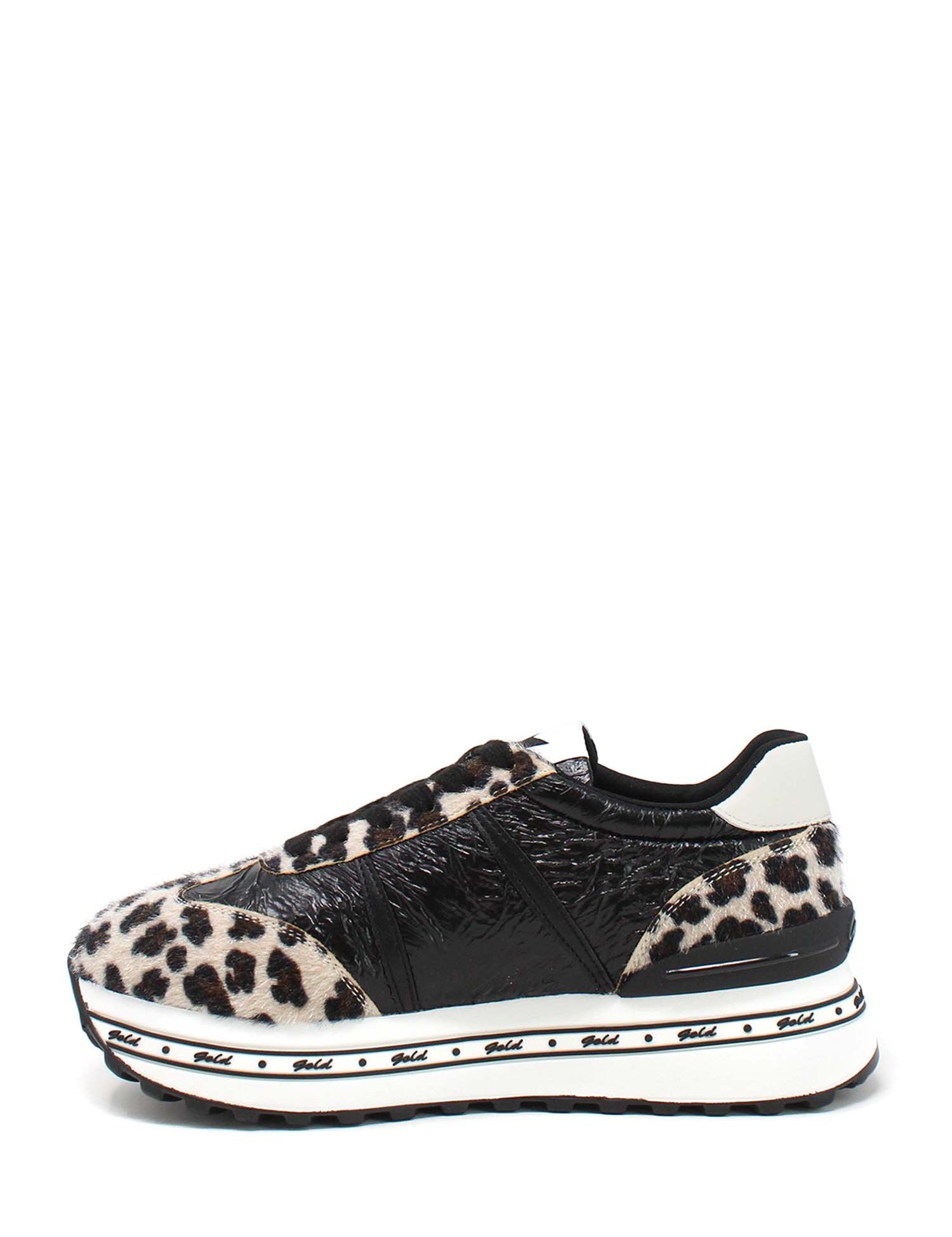 Sneakers Nero Leopard Gold&gold