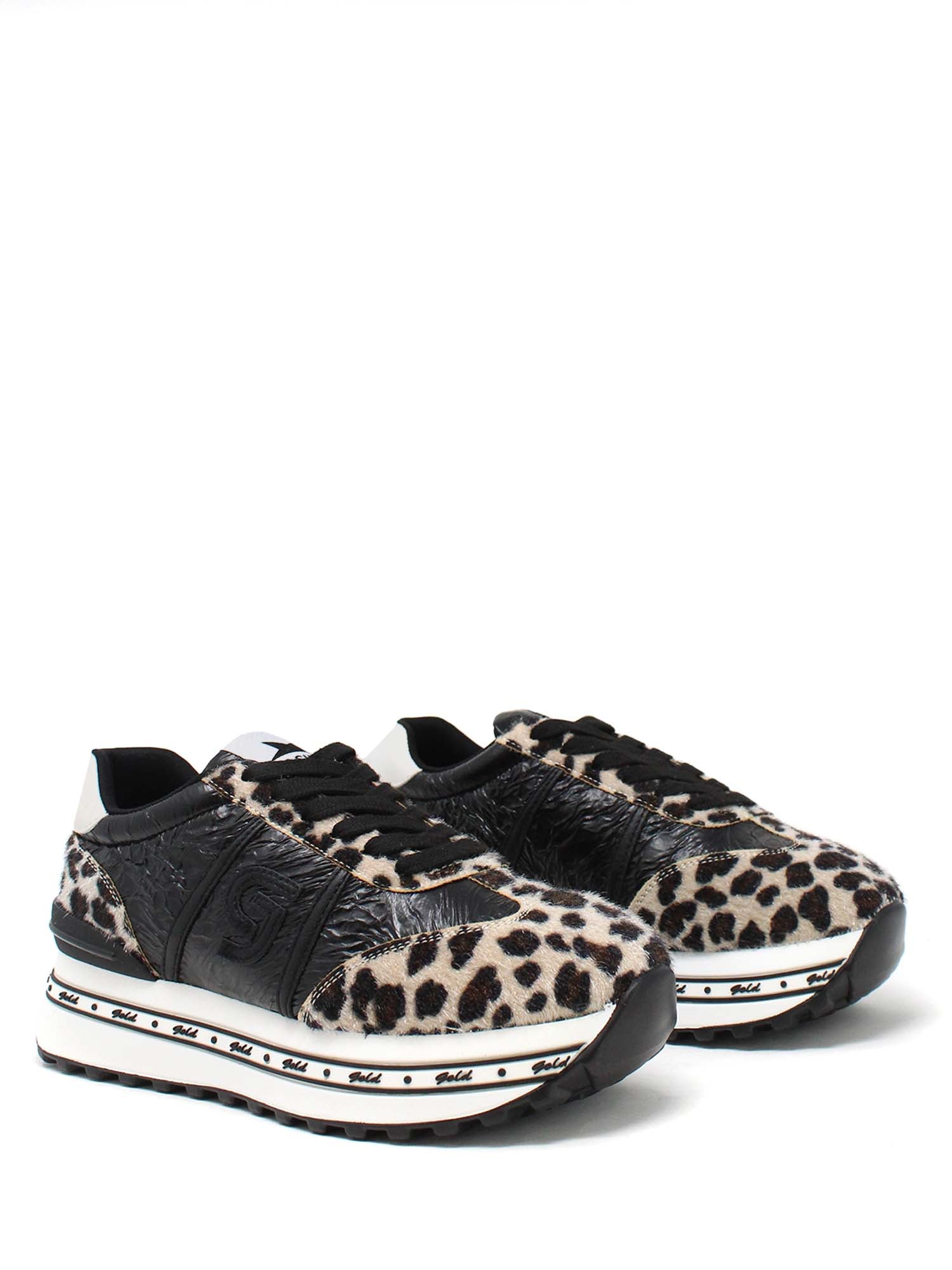 Sneakers Nero Leopard Gold&gold