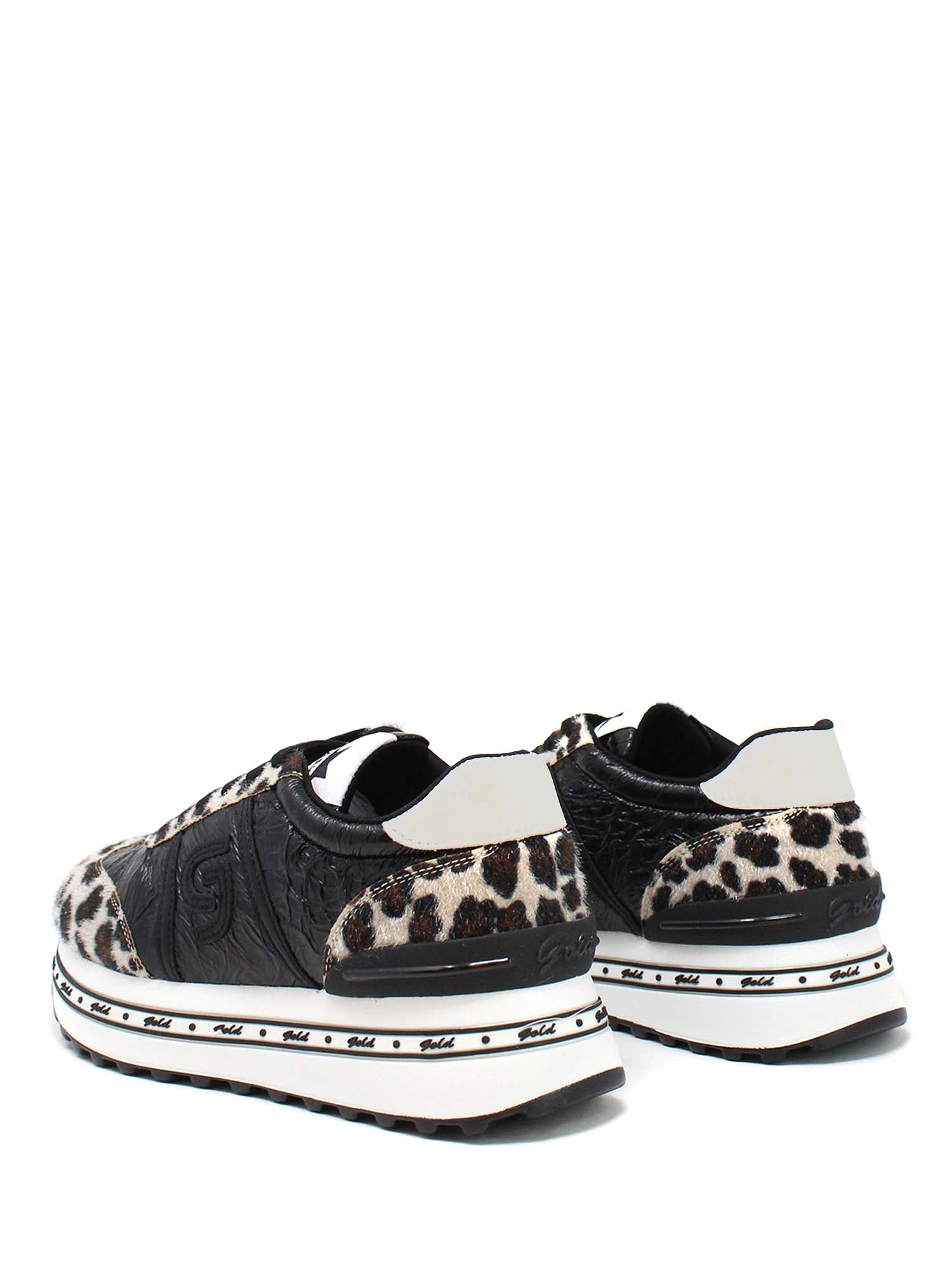 Sneakers Nero Leopard Gold&gold