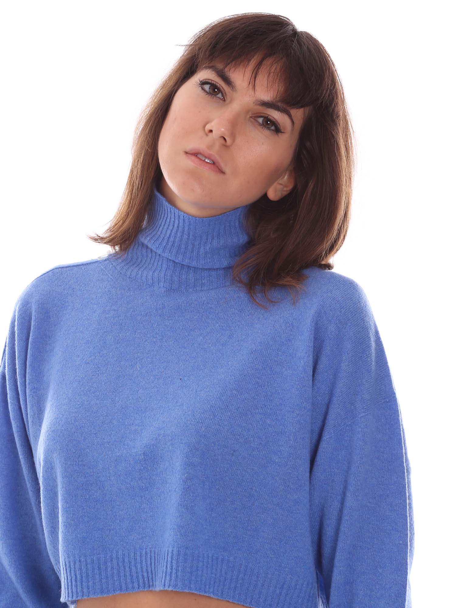 Maglie a collo alto Blu Chiaro Pianura Studio