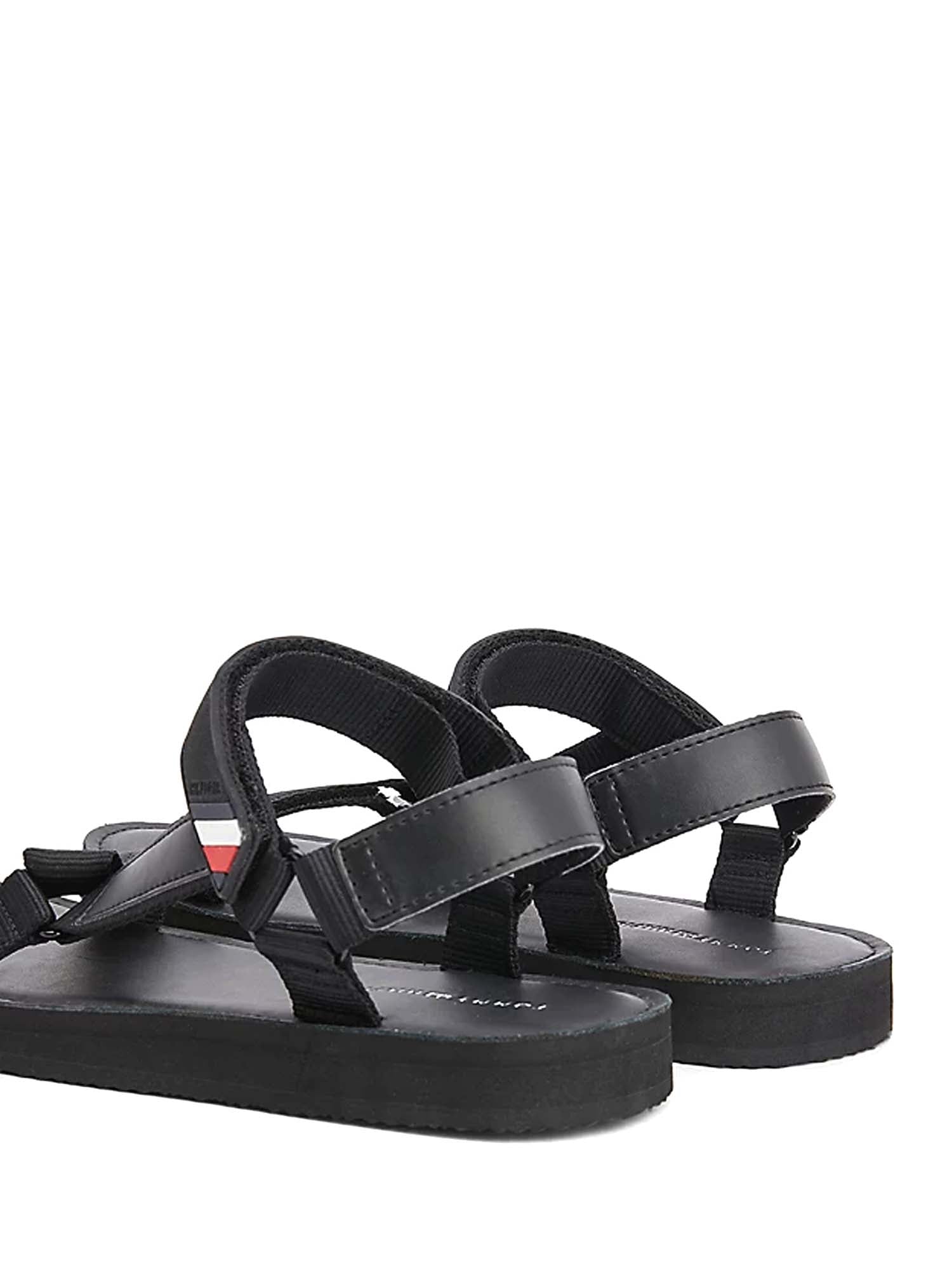 Sandali con strappi Nero Tommy Hilfiger