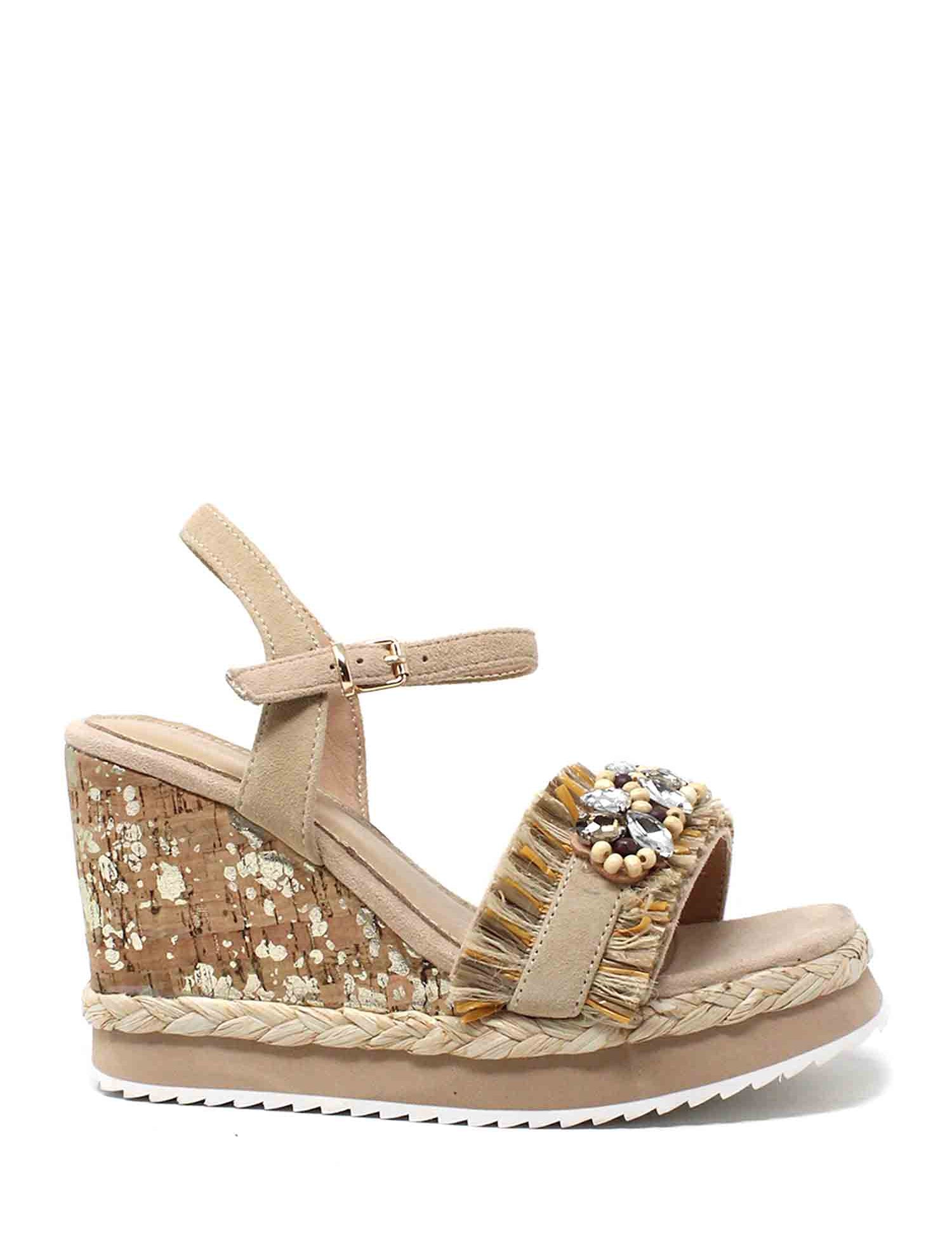 Sandali zeppa Beige Cafenoir