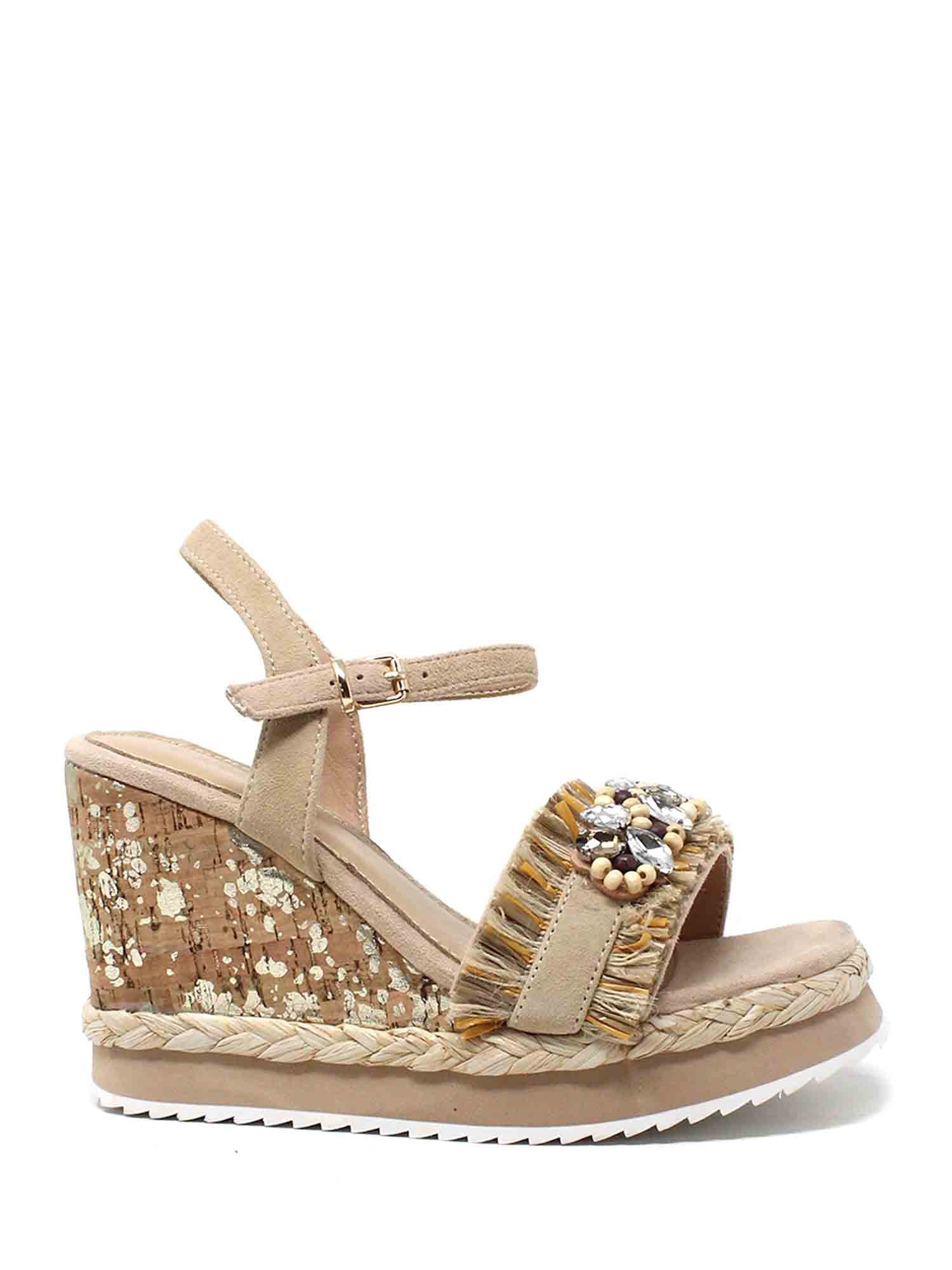 Sandali zeppa Beige Cafenoir